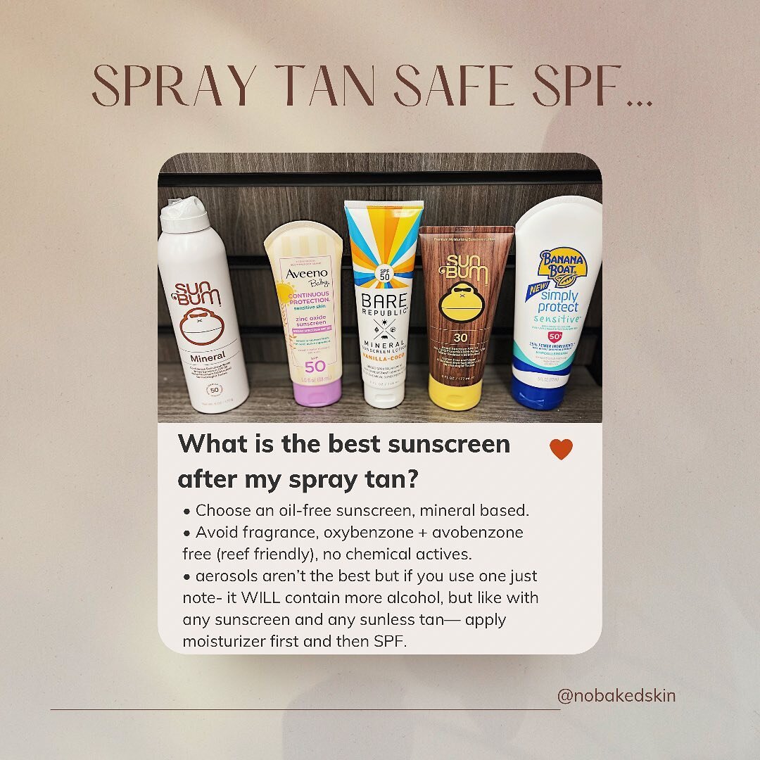First &amp; foremost, A spray tan does NOT include SPF so you must apply sunscreen everyday- even when it&rsquo;s cloudy!! Burning ain&rsquo;t cute🥴 &amp; we know it&rsquo;s not good for our skin or for that bombA sunless tan you just got!!✔️
&bull;