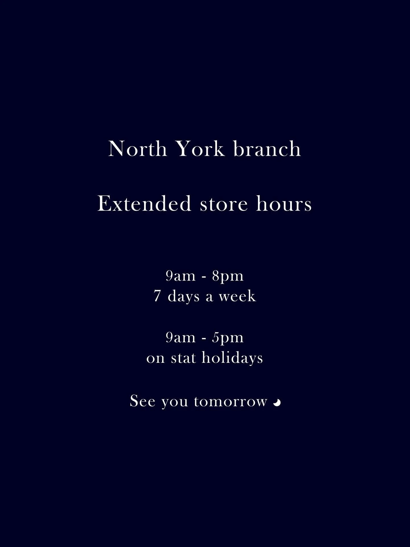 Starting Sunday, August 17th, our North York branch will be extending our closing time to 8pm until any further notice.
Thank you for your continued support ๐
See you at Lunar โพ