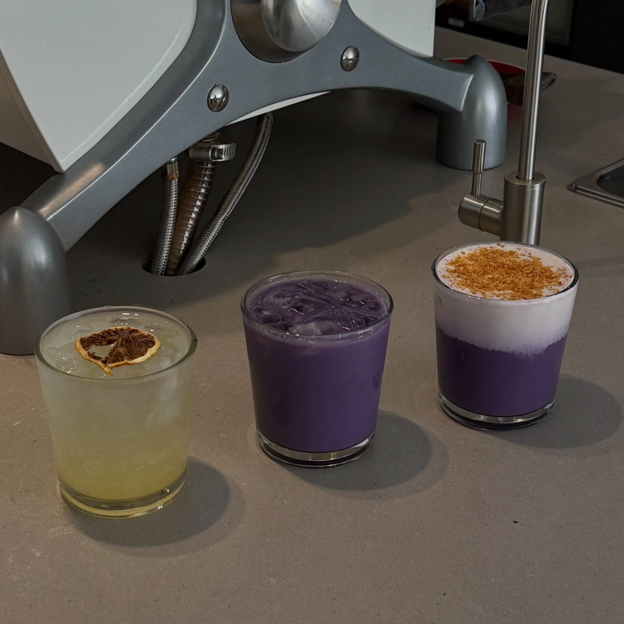 2026 Summer drinks have landed 🧊

This year, we're doing:
🍋 Yuzu Tonic [with a hint of peach]
🍠 Ube Oat Latte [contains lactose]
🍠 Ube Oat Drop [ube latte with cream layer on top+coconut chips]

All three drinks have been developed with lots of l