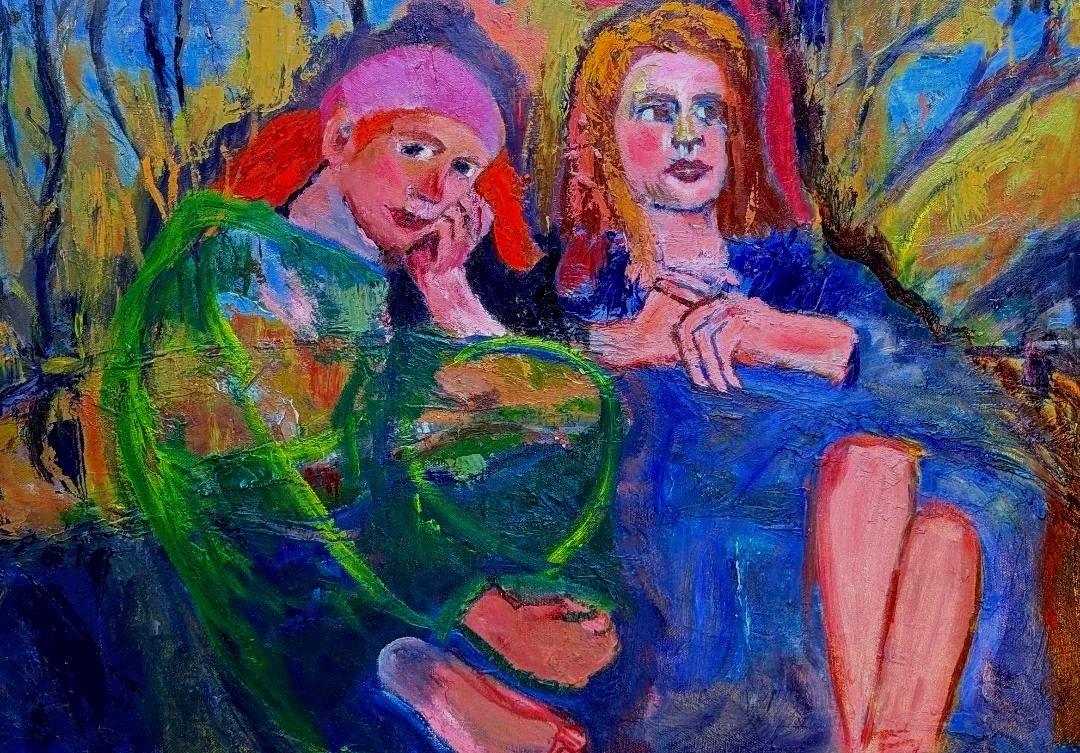 Girls in the landscape
76cm W x 50 cm H
Oil on Canvas
450.00