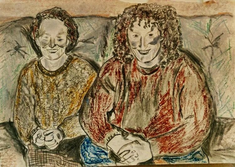 Mammy and John 
pencil and charcoal sketch
30 cm x 20 cm
