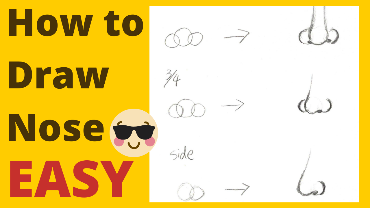 How to draw a nose step by step