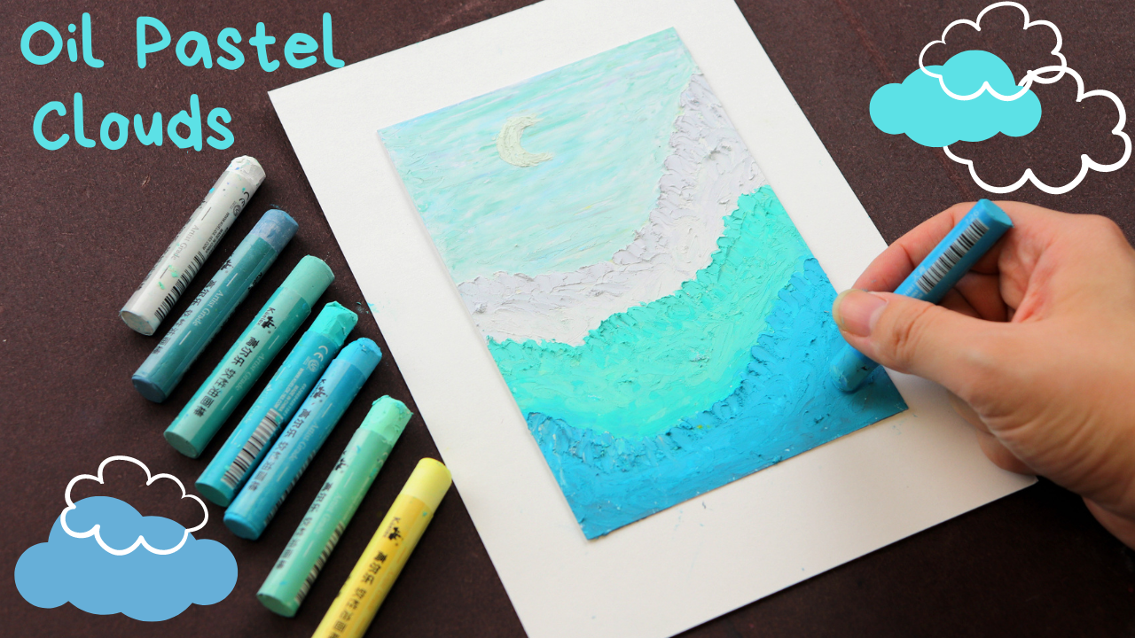 Oil Pastel Drawing Tutorial Sky &amp; Clouds /How To Create Texture by Using Palette Knife in Oil Pastel