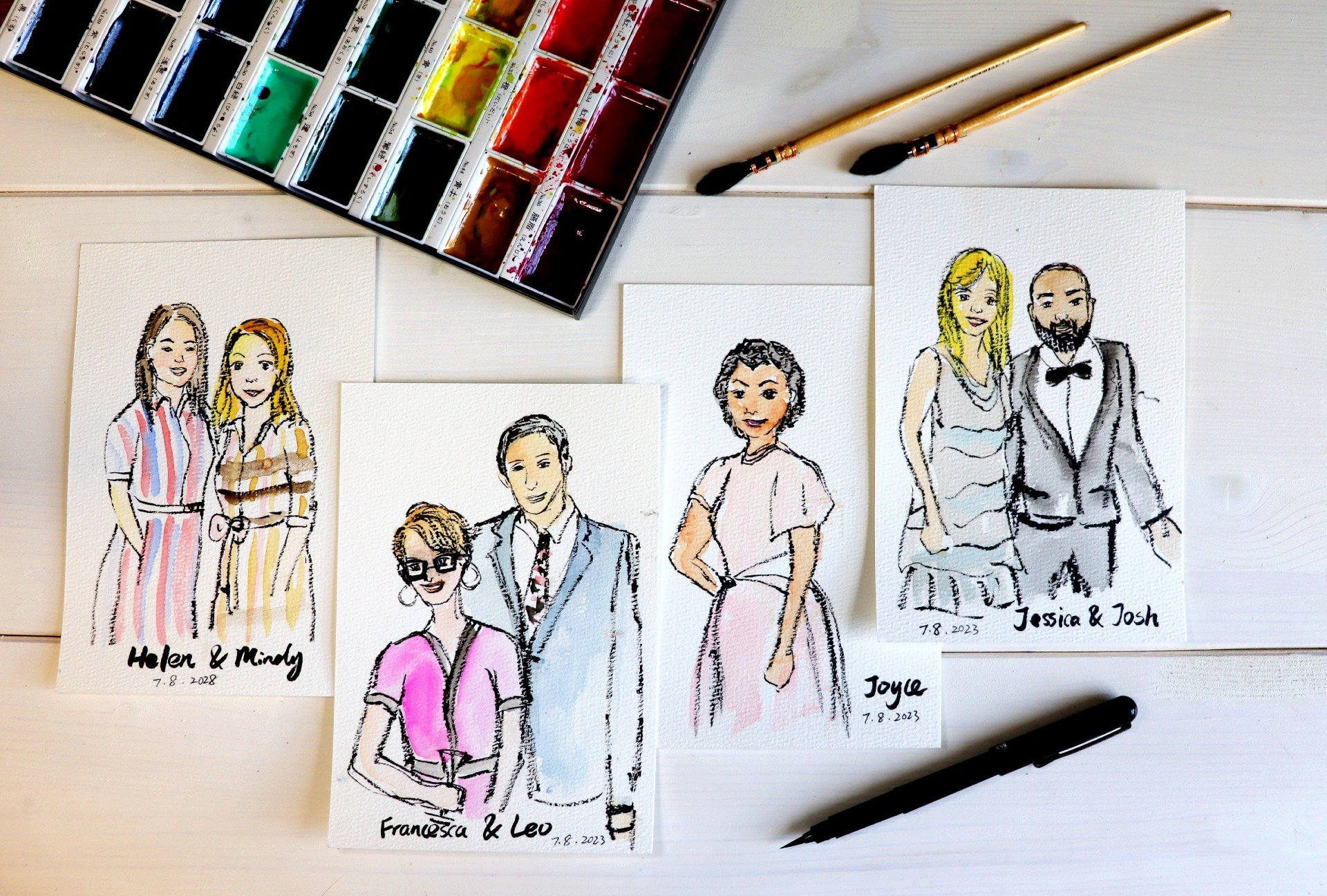 live wedding guest portraits wedding favor florida wedding painter.jpg