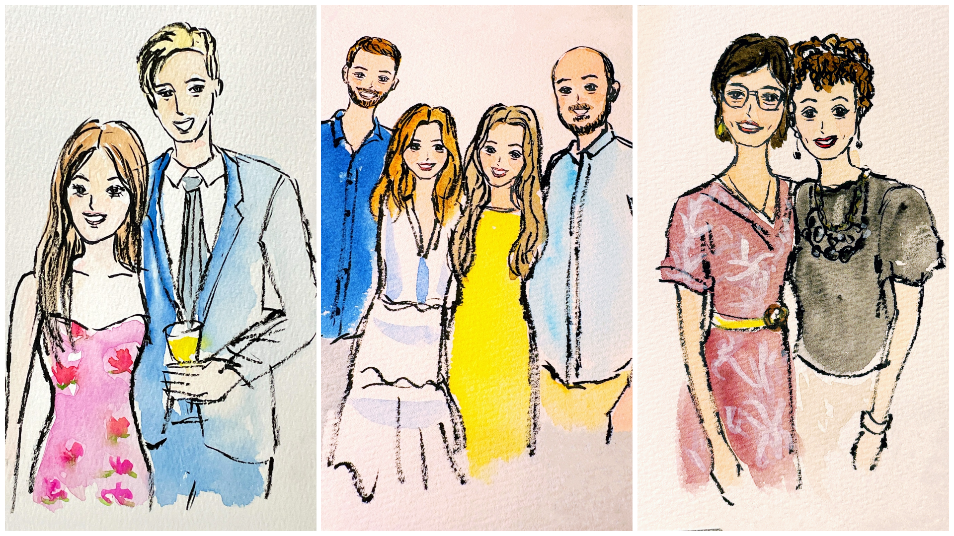 Live Guest Portrait Illustrations for Weddings &amp; Events in South Florida- Miami | Fort Lauderdale | Palm Beach | Jupiter | Broward