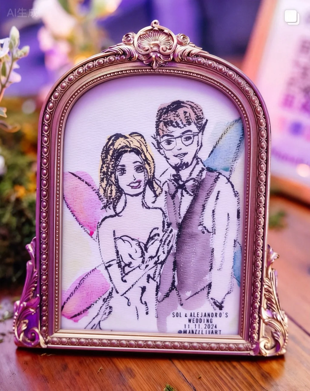 sol carlos' wedding live portrait illustration drawing miami