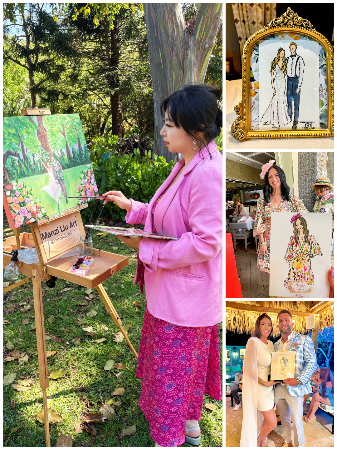 live wedding painting live portrait illustration in florida.