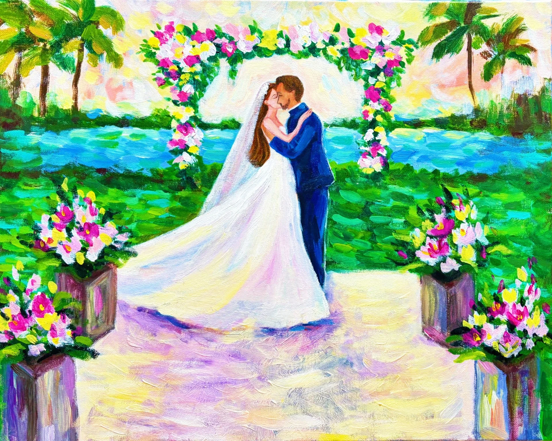 ive wedding painting impression style Florida wedding painter best