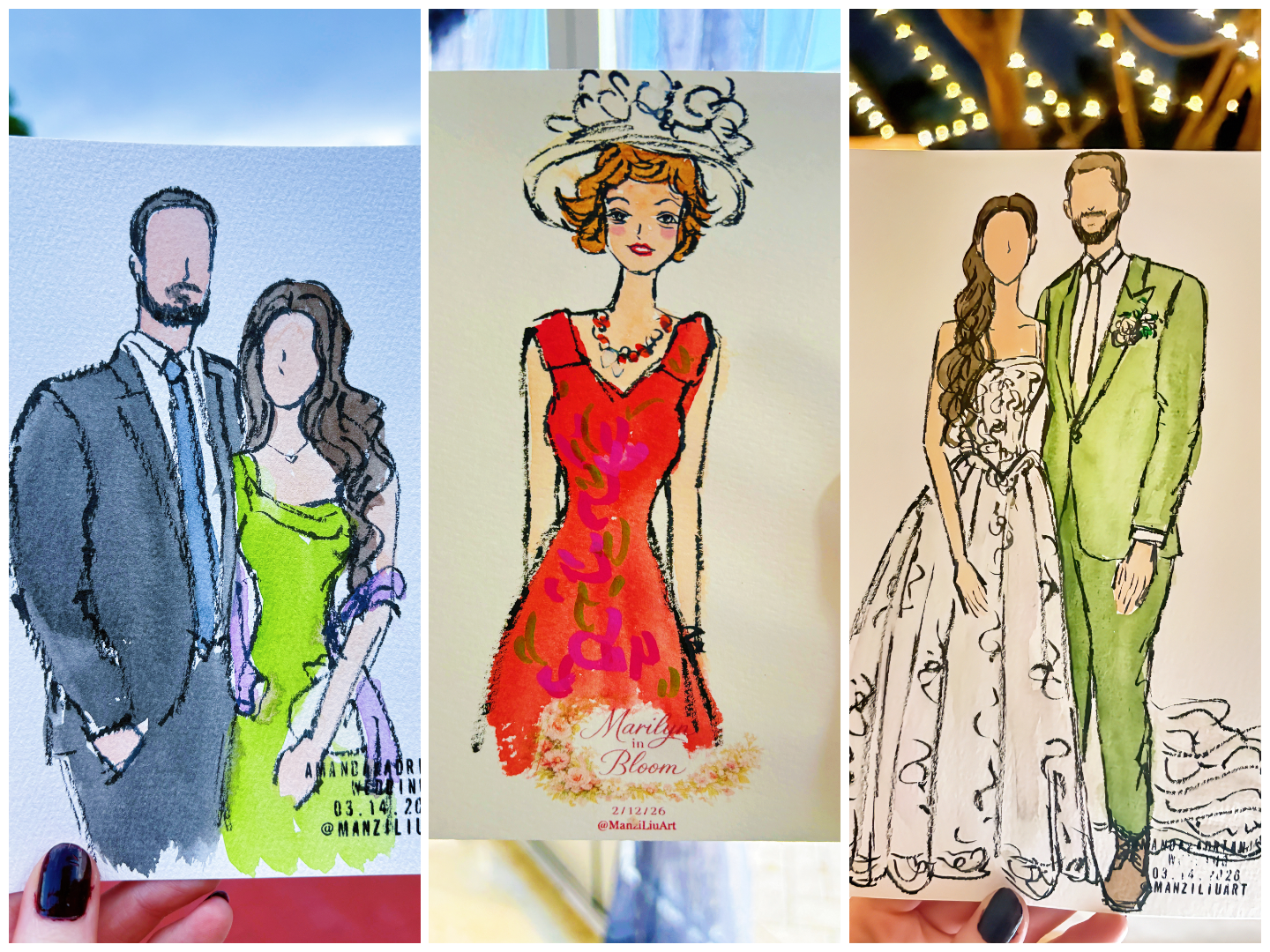 ive event wedding guest portrait illustration drawing