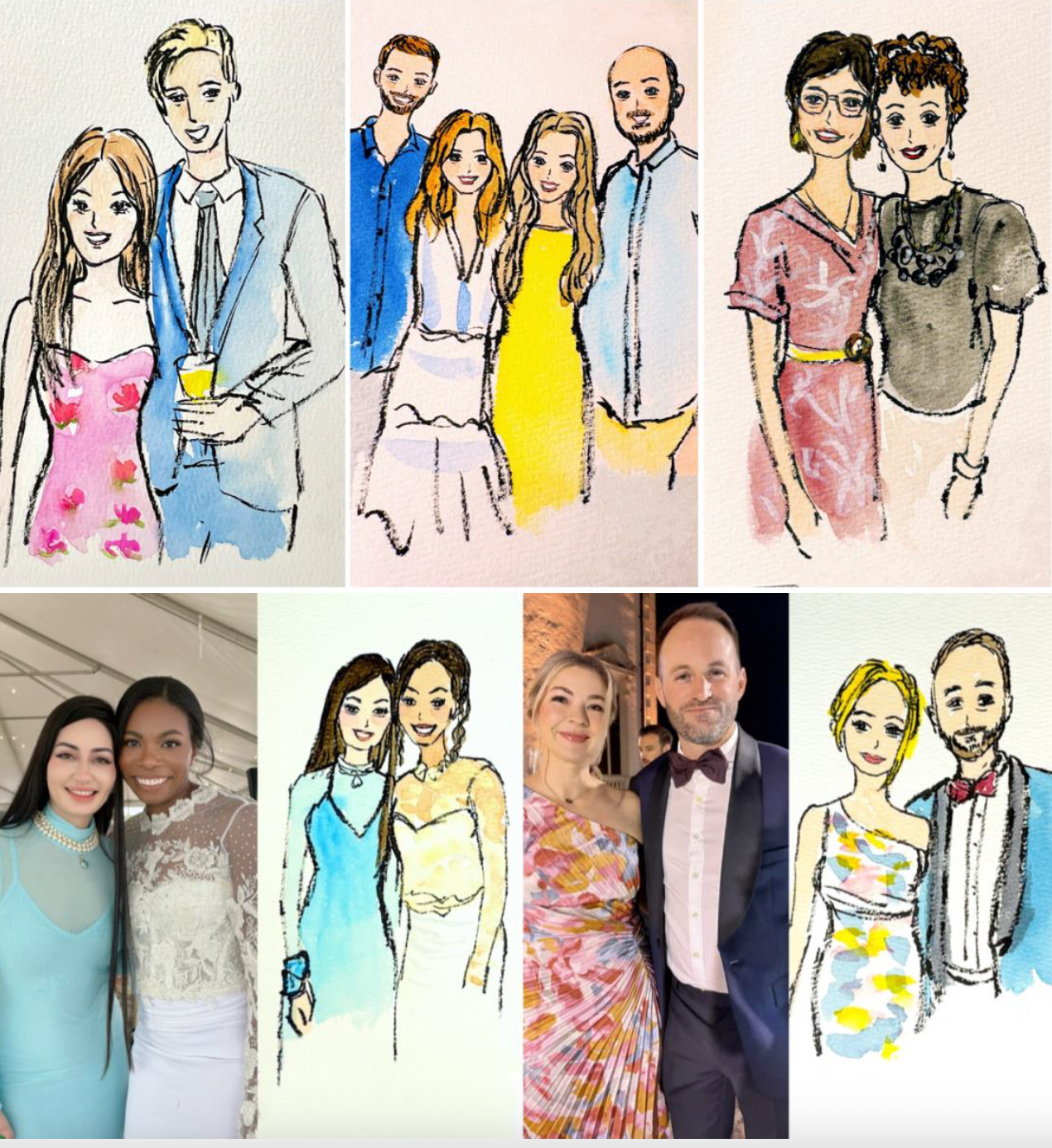 live event guest portrait illustrations watercolor painting in south florida the best live artist.
