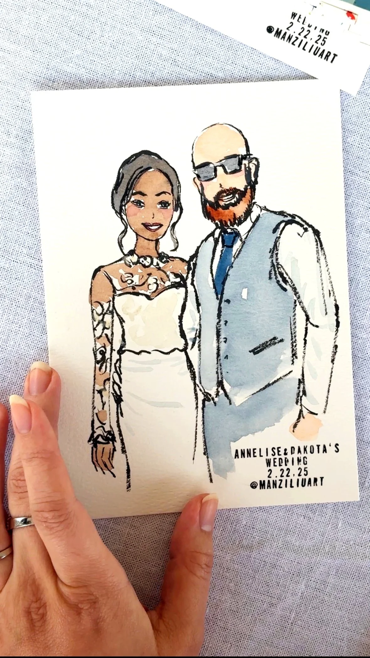 live wedding couple portrait illustrations