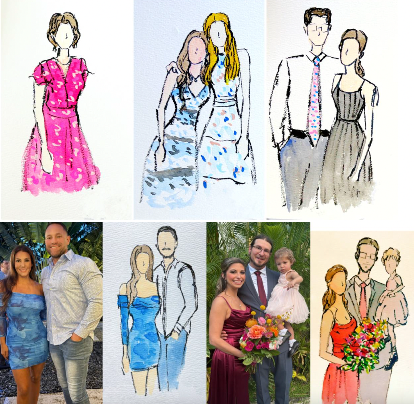 live wedding guest portrait illustration  in florida artist guest favor.png