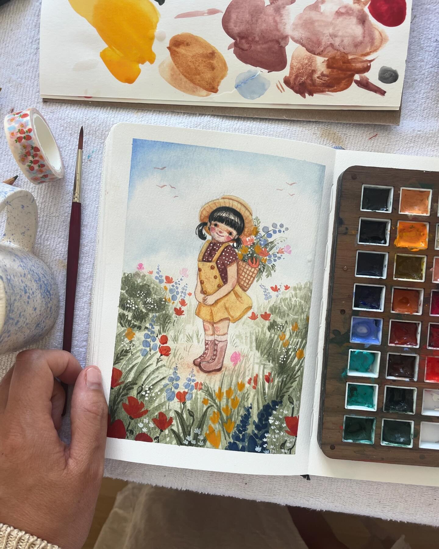 I have been enjoying exploring watercolors more! Now that I am done illustrating A Thank You Letter To My Homeschool I have more time to paint and experiment freely and I can share the work I do with you ☺️ stay tune for the cover reveal though of A 
