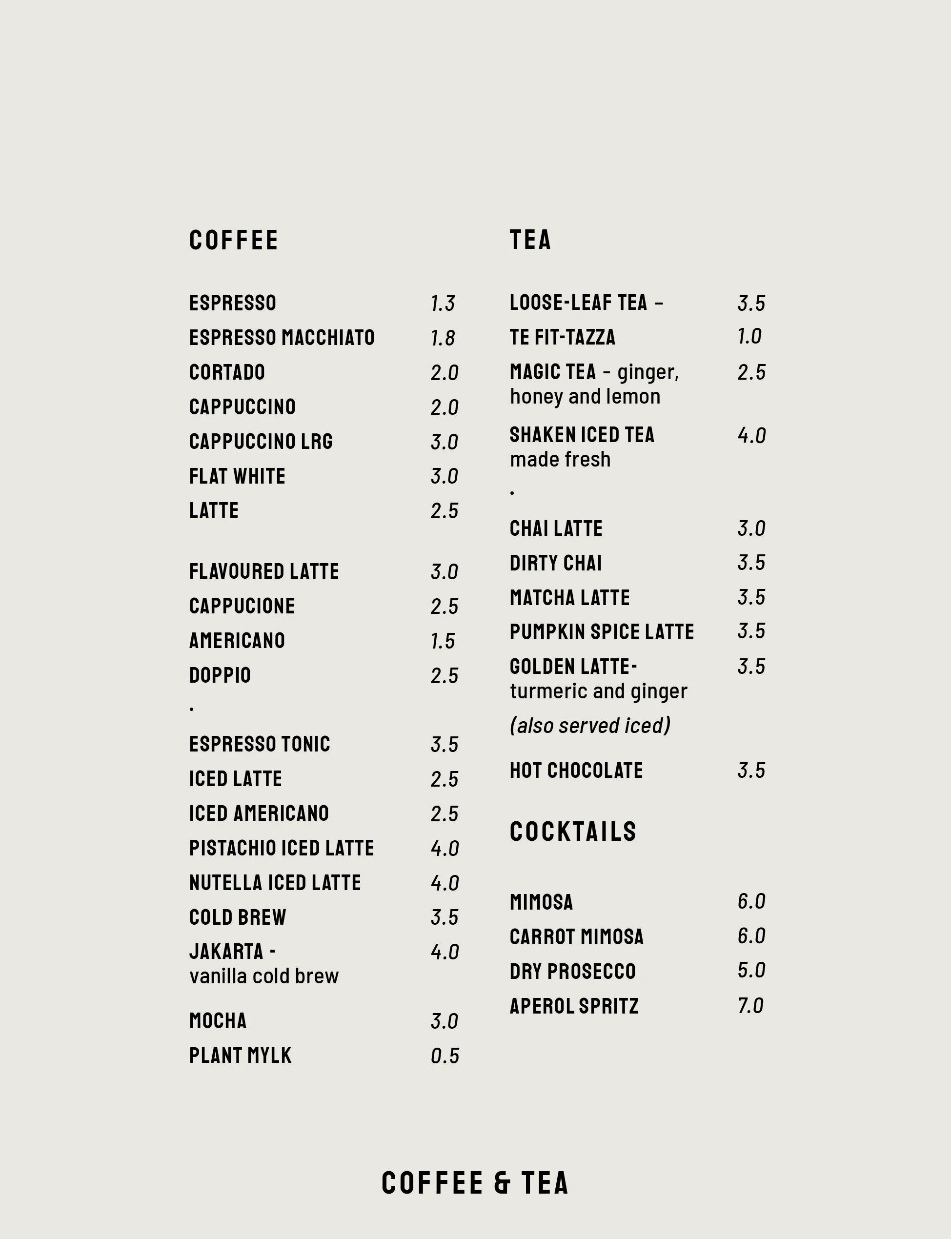 COFFEE — JAVA