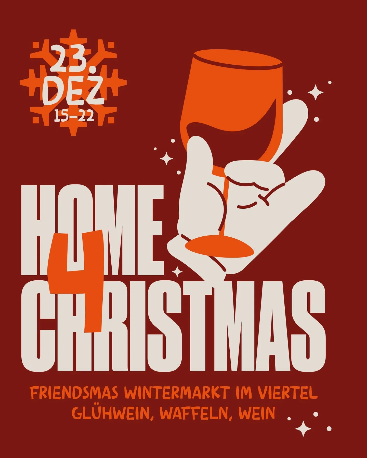 Friends, am 23. Dezember brennt in Pempelfort nur ein Licht wirklich hell: das der Freu(n)de. Wir machen die T&uuml;ren auf, den Gl&uuml;hwein hei&szlig;, die Waffeln knusprig und die Weingl&auml;ser voll &ndash; denn wir feiern &bdquo;Home 4 Christm