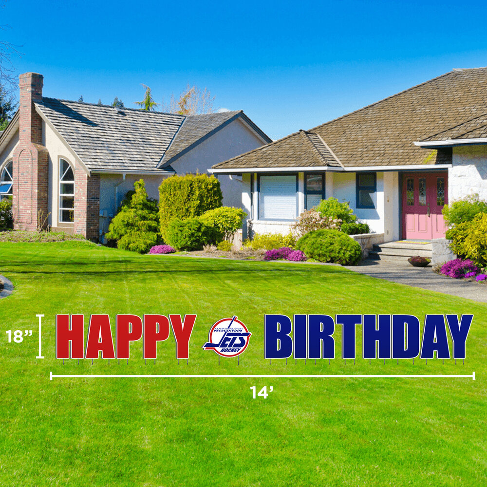 Happy Birthday Jets Lawn Display — Custom Lawn Sign