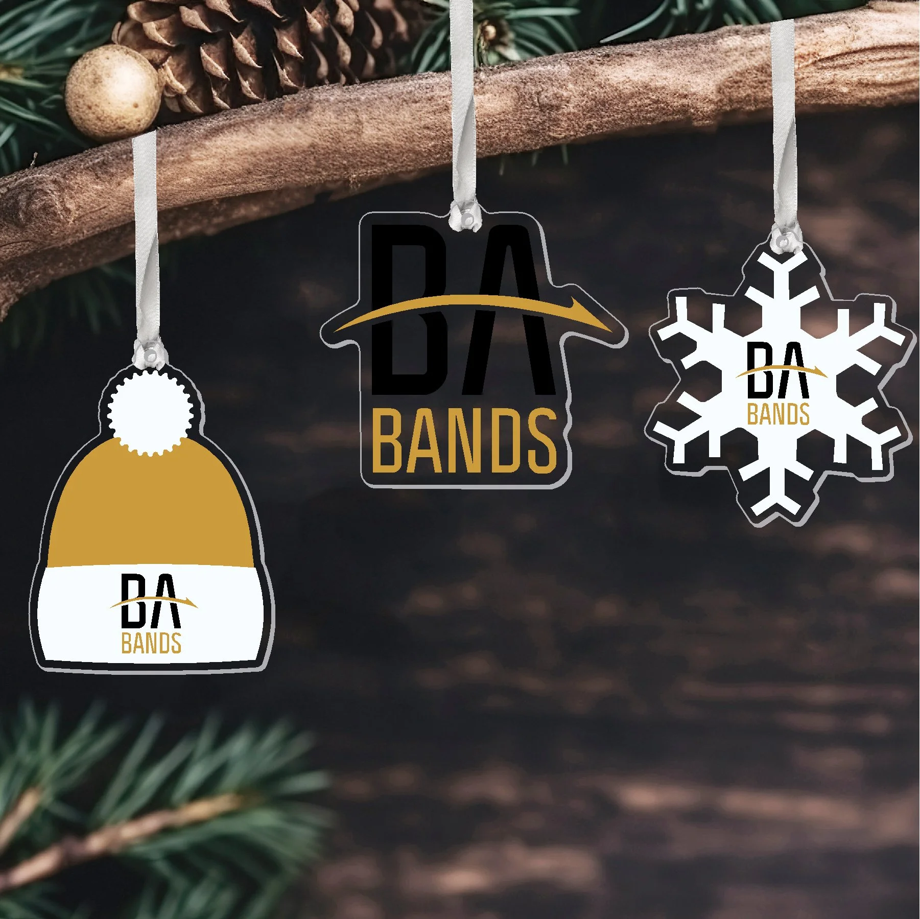 BROKEN ARROW BANDS  3 PACK ACRYLIC ORNAMENT