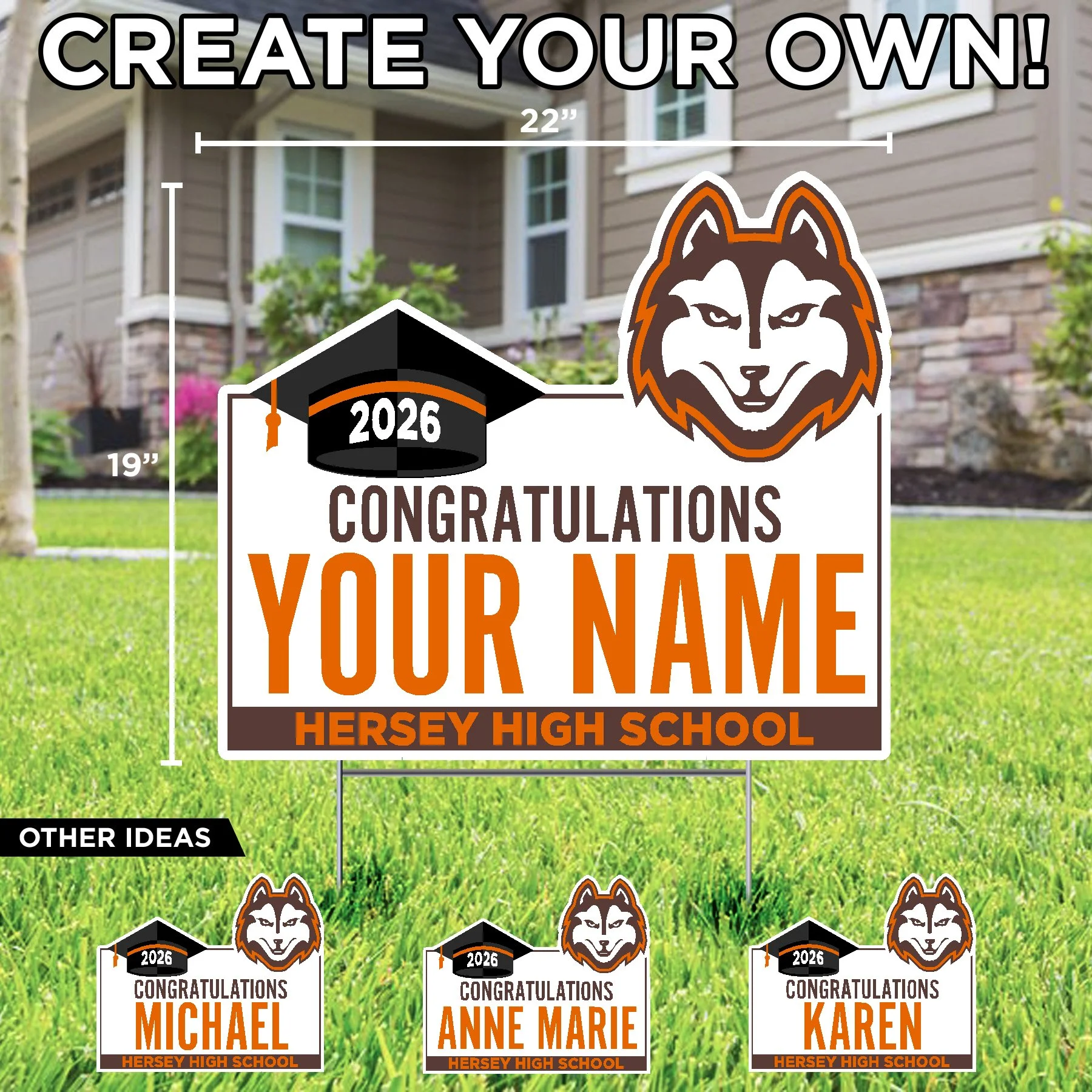 Congratulations (name) Hersey High School Custom Lawn Sign