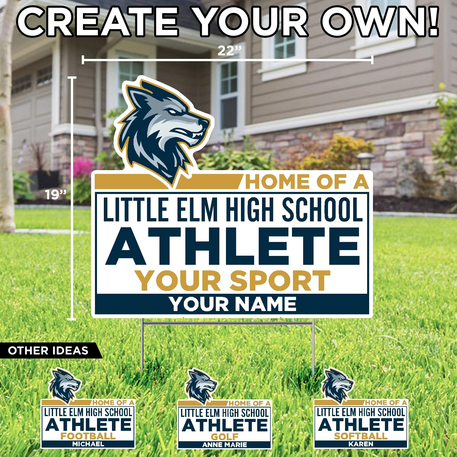 Custom Little Elm High School Athlete Lawn Sign