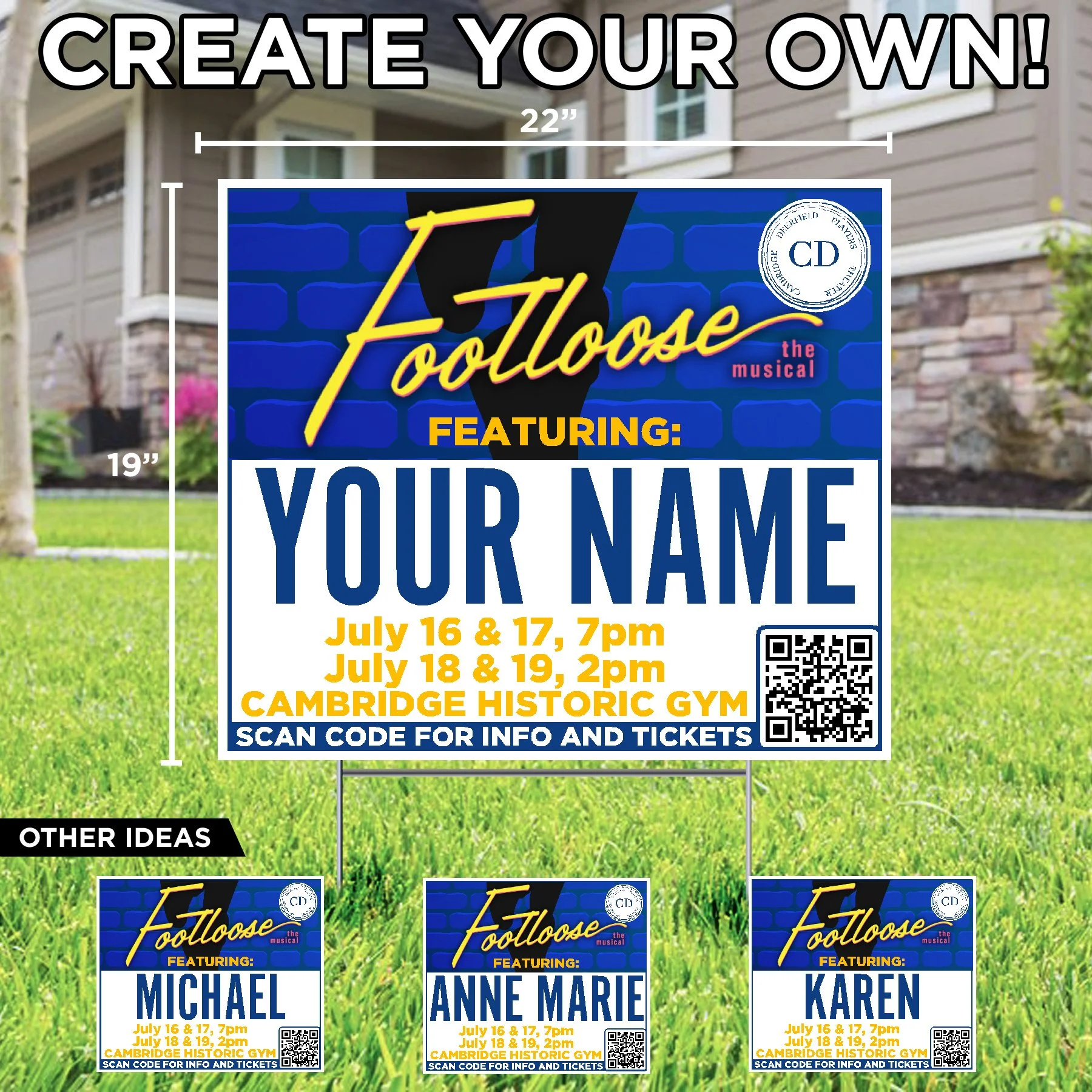 FOOTLOOSE THE MUSICAL CUSTOM LAWN SIGN