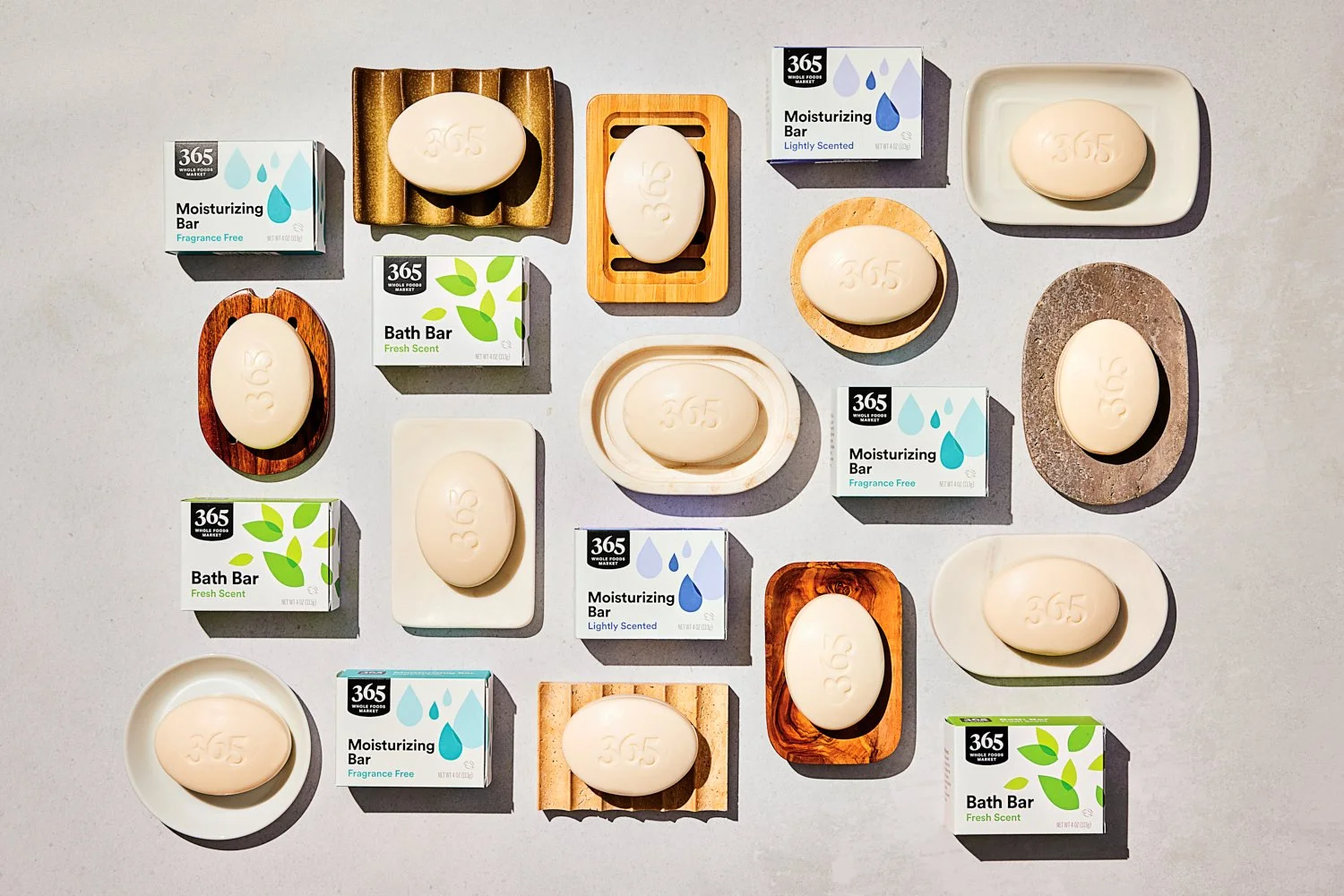365 Whole foods market body care products, commercial photograph styled by CPG photographer Leslie Grow, Austin TX