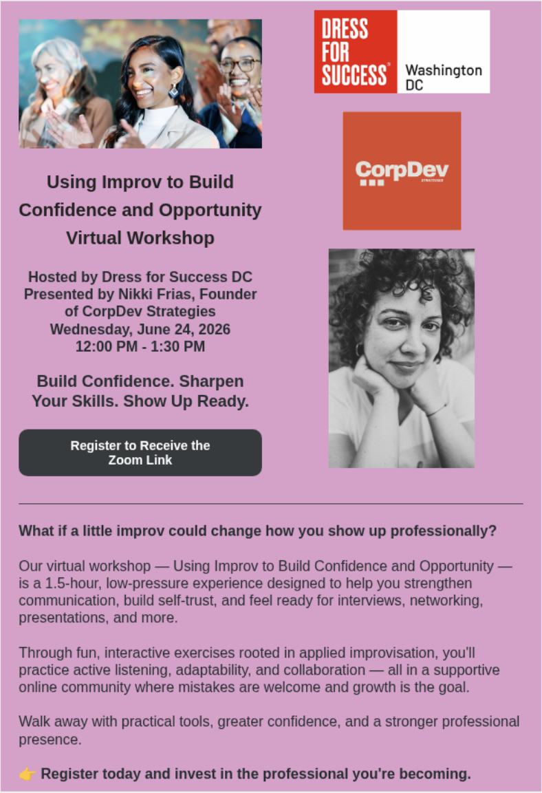 Using Improv to Build Confidence & Opportunity Virtual Workshop