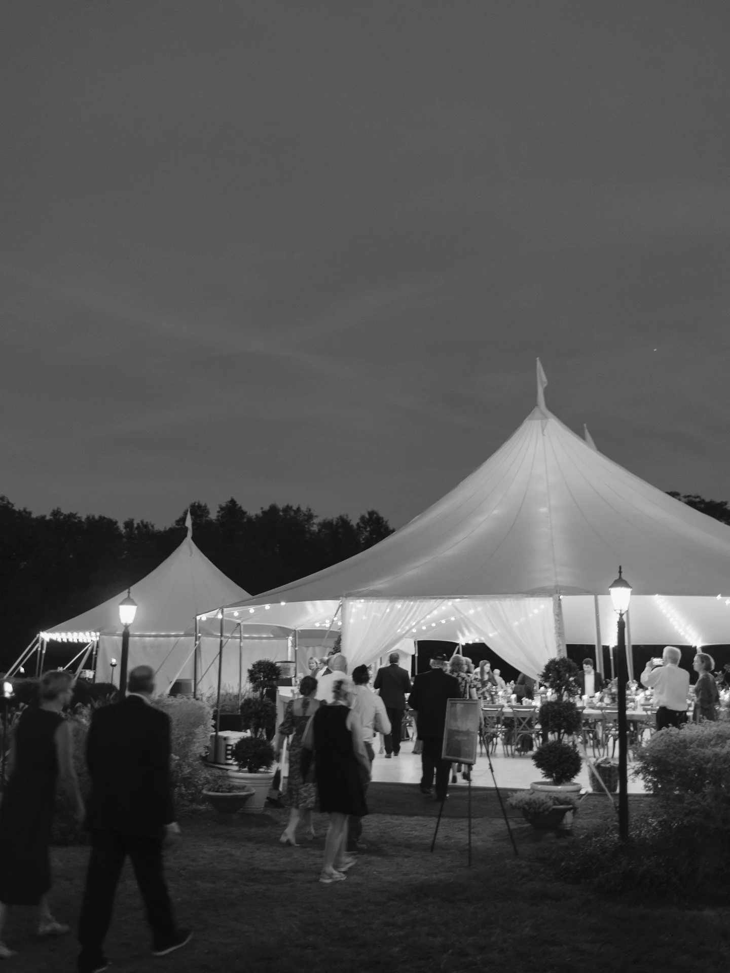 a few reception moments from lauren + ian&rsquo;s white tent wedding💌