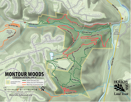 Montour Woods Conservation Area Map, Hollow Oak Land Trust
