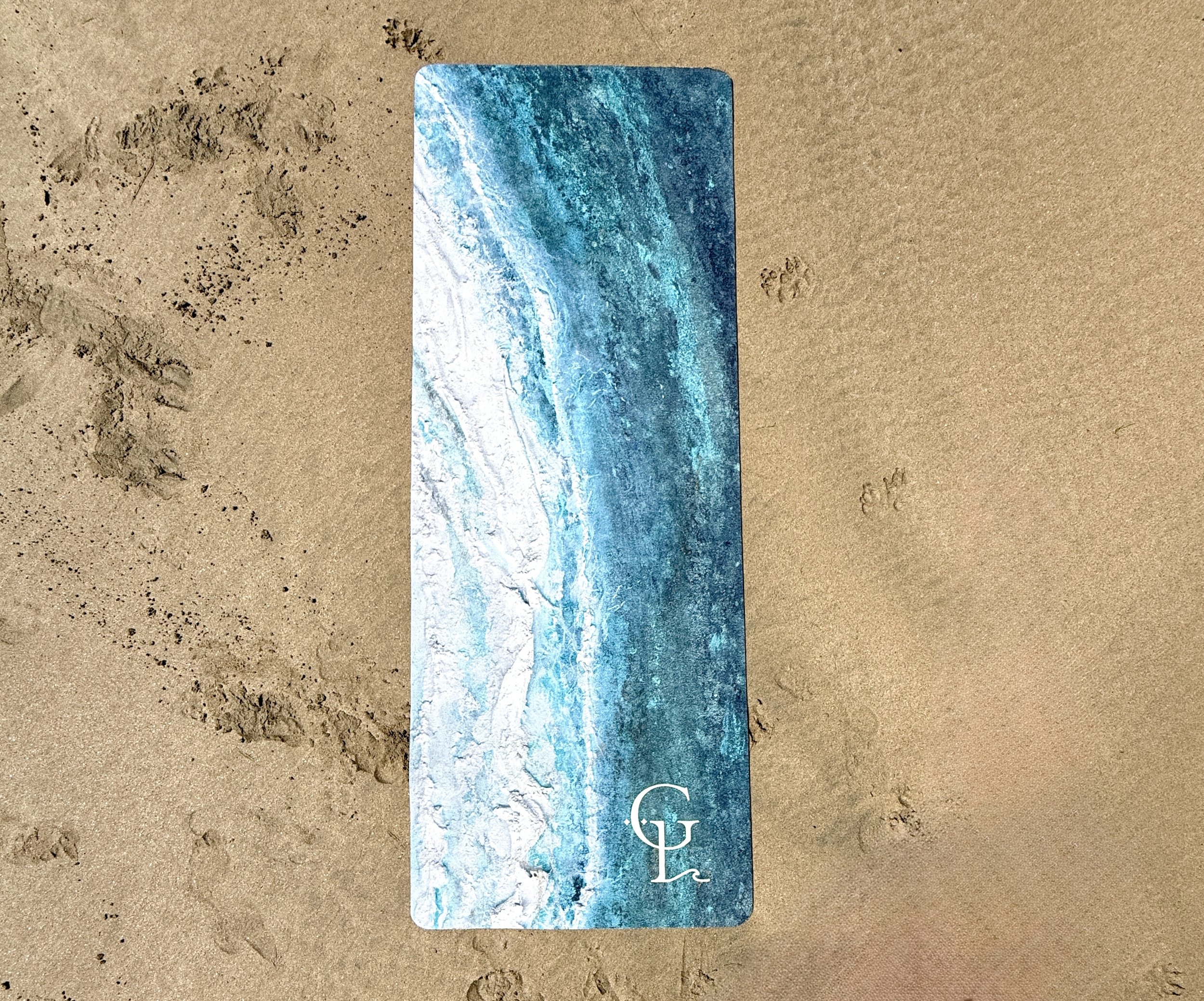 Swell off Shore at Fistral yoga mat rolled out showing full wave print design