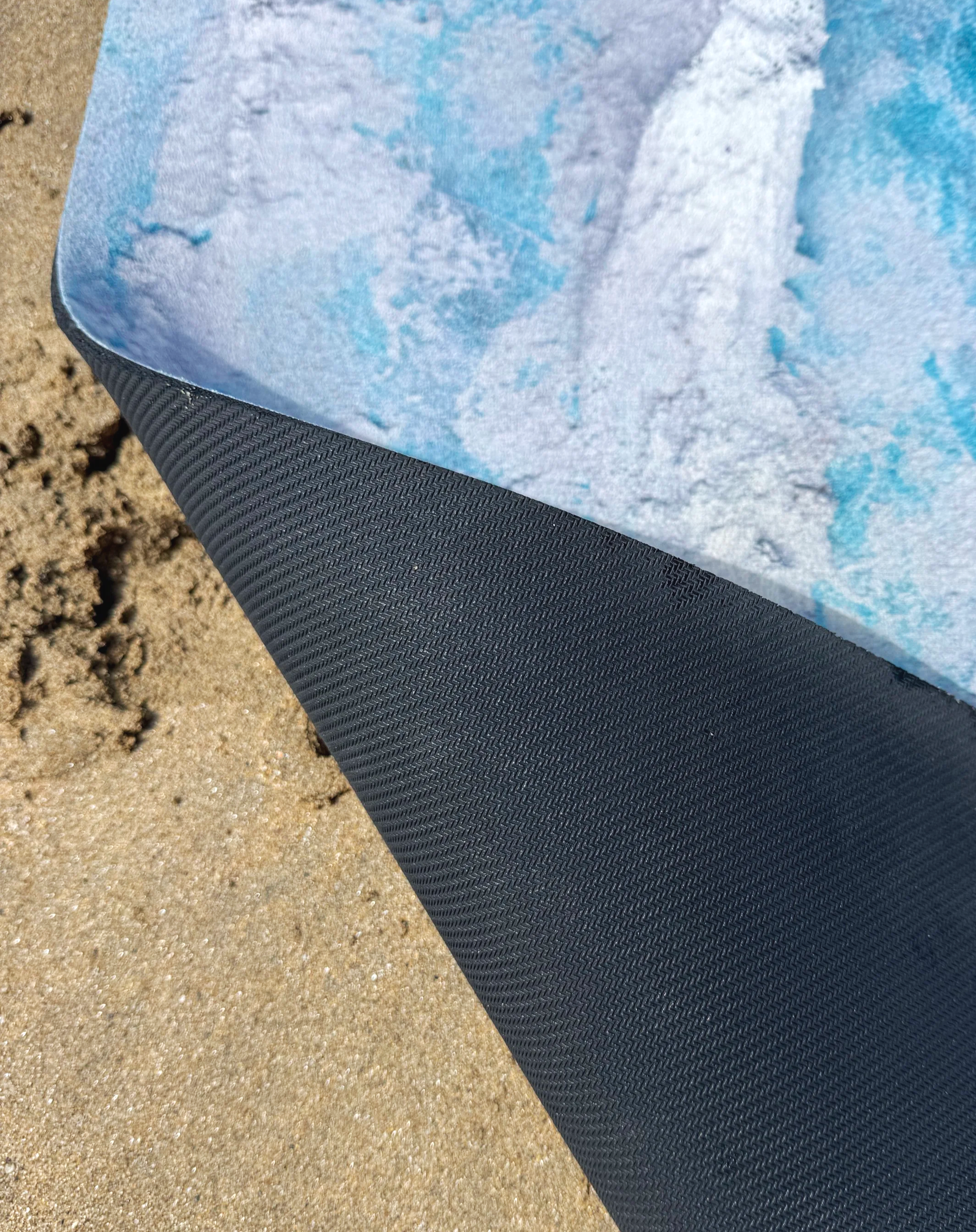 Underside of Swell off Shore at Fistral yoga mat showing natural rubber non-slip backing