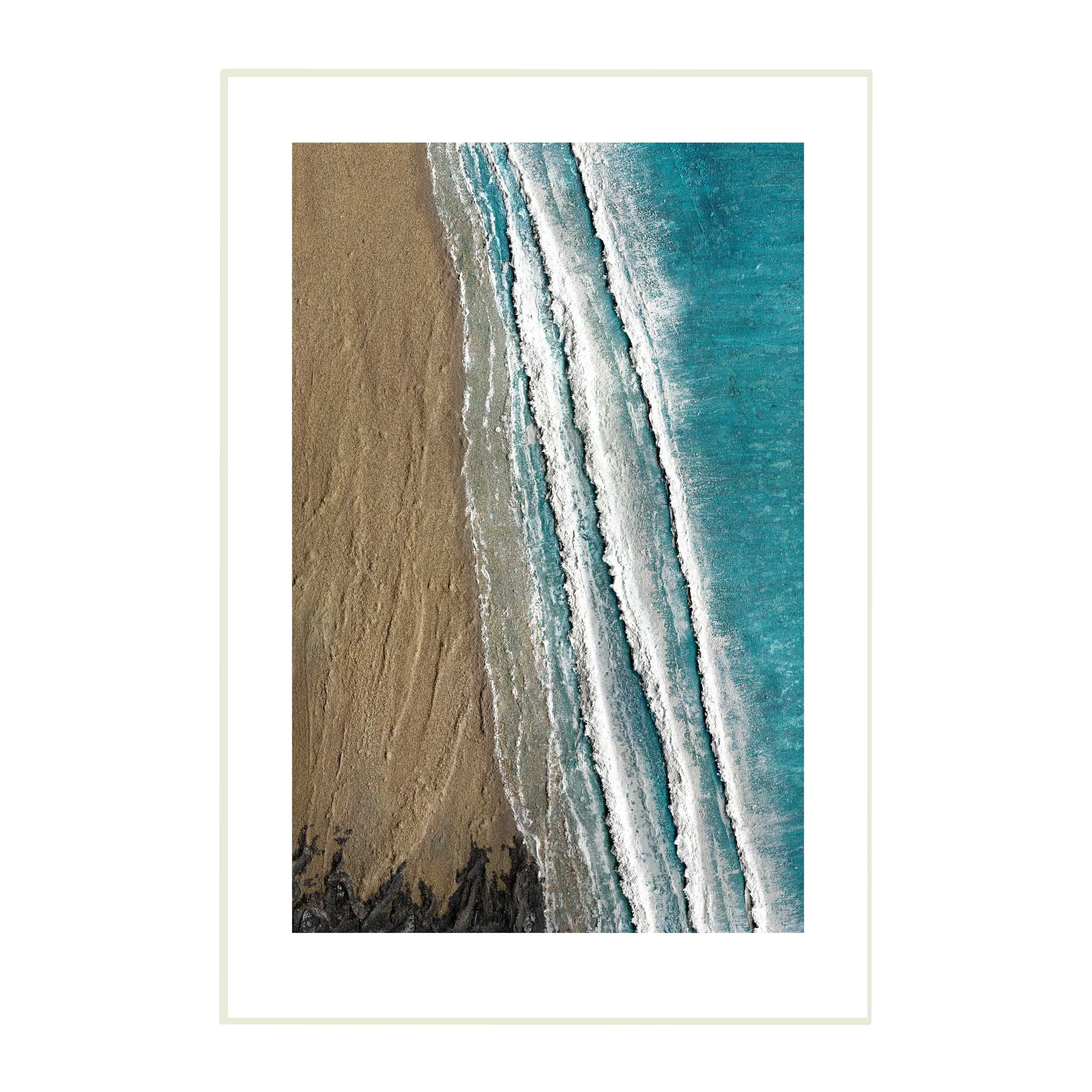 Porthmeor Shoreline art print by Gemma Lessinger — aerial view of Porthmeor beach, St Ives, Cornwall