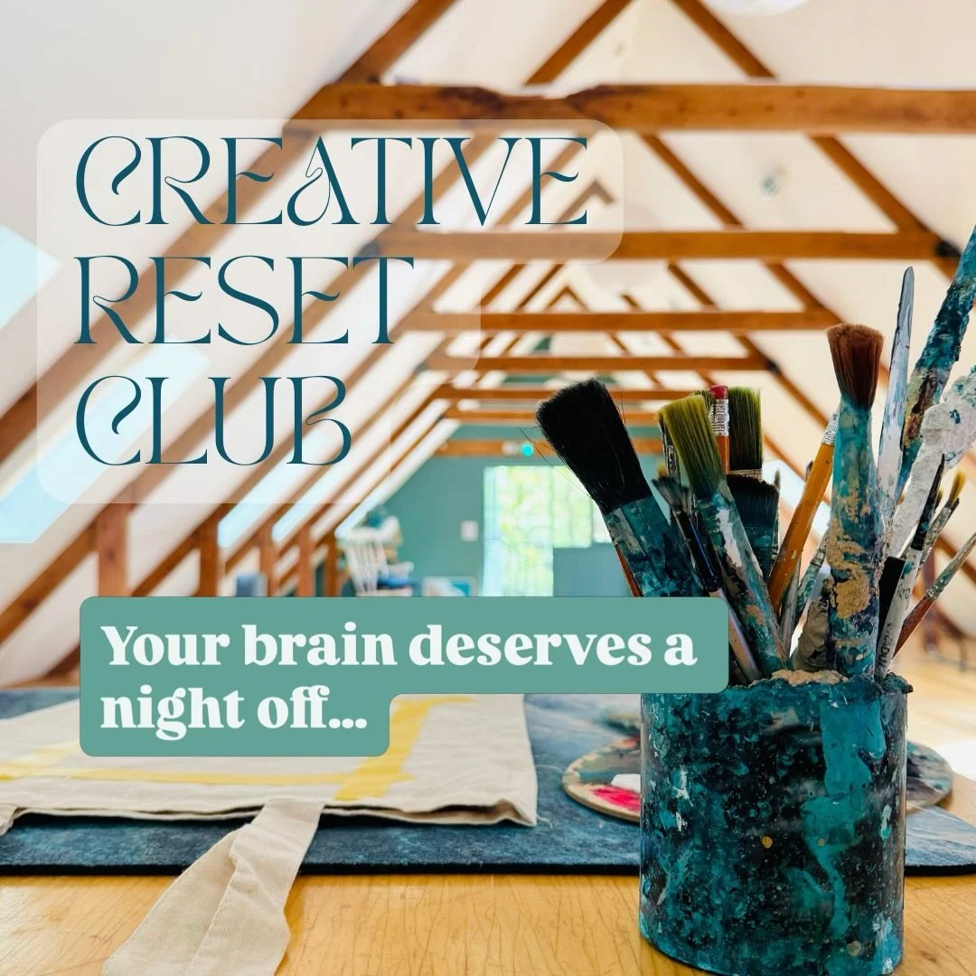 Your brain deserves a night off.

Creative Reset Club is exactly that.

An evening of paint-splattered hands in the studio @melancoose then hot tubs and firelight in the woods. 

No pressure to be &lsquo;good&rsquo; at art. Just slow creativity and a