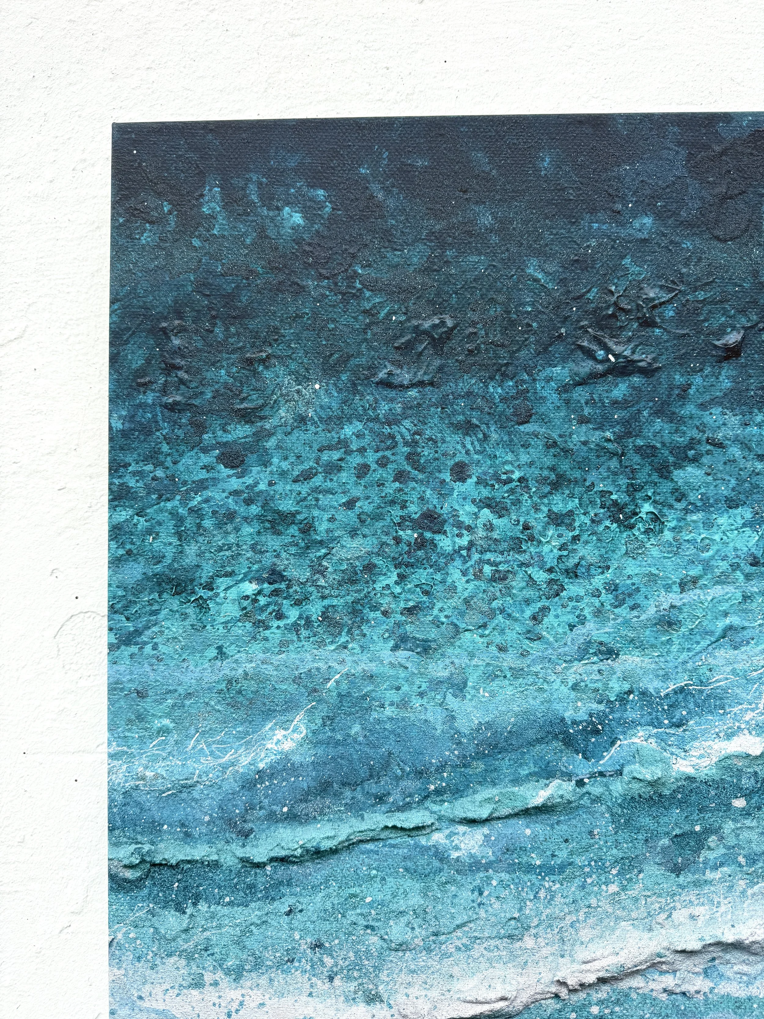 Close-up of the printed water texture in the top left section of the White Water at Fistral canvas