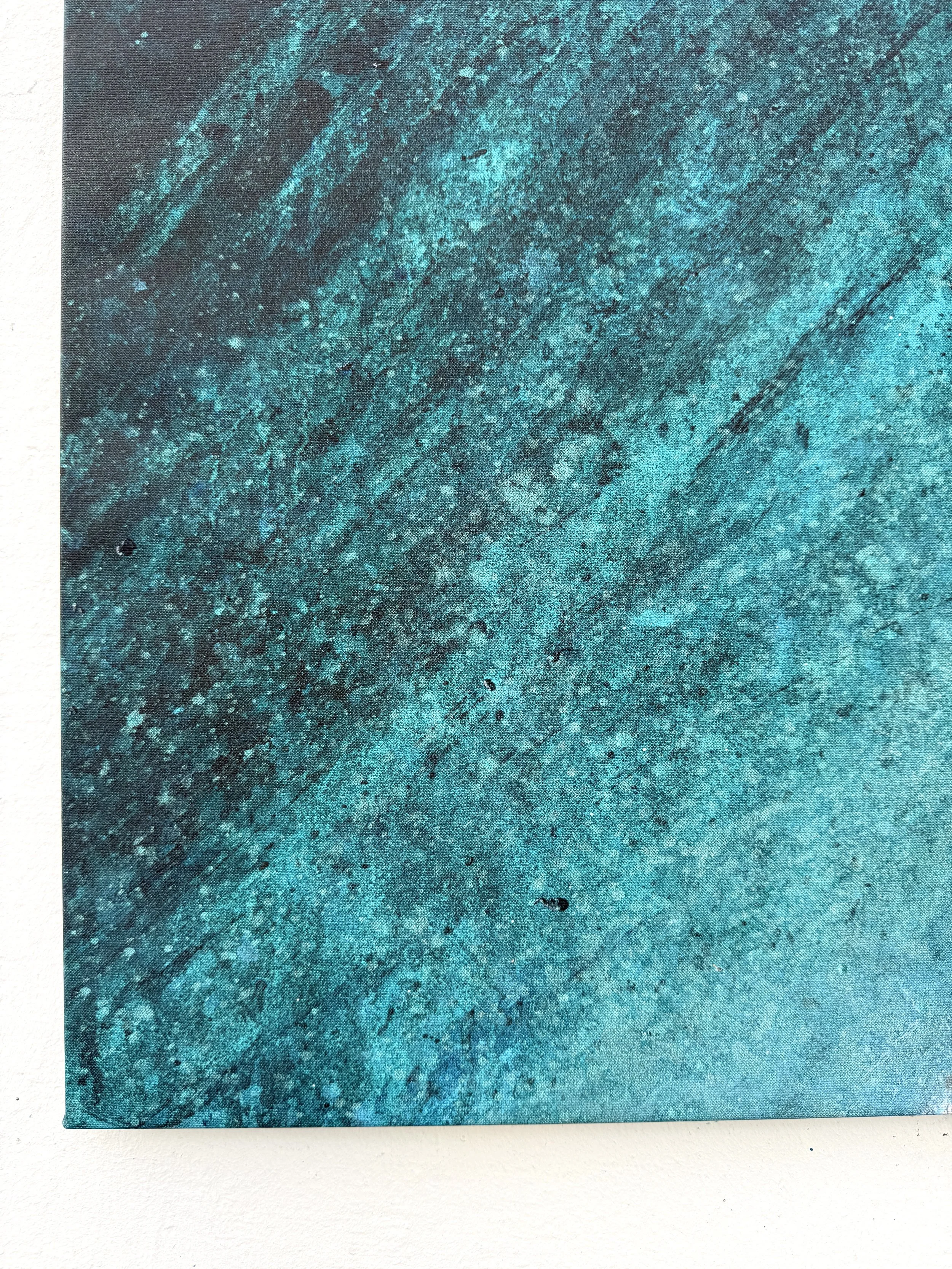 1. Close-up of the top left section of the ocean water on the Moments on the Shoreline canvas