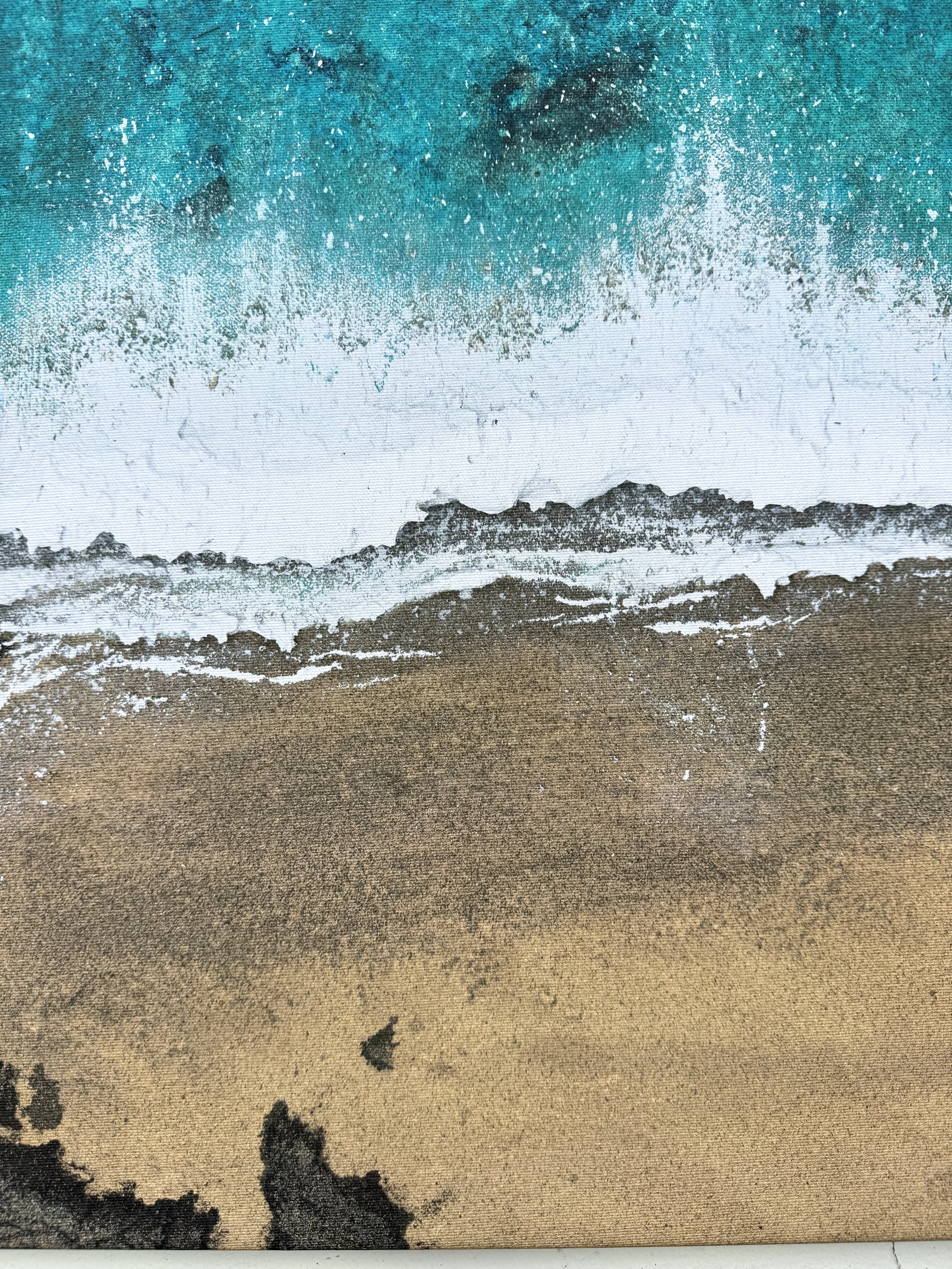 Close-up of the surf and sand texture on the Mother Ivey's Bay canvas