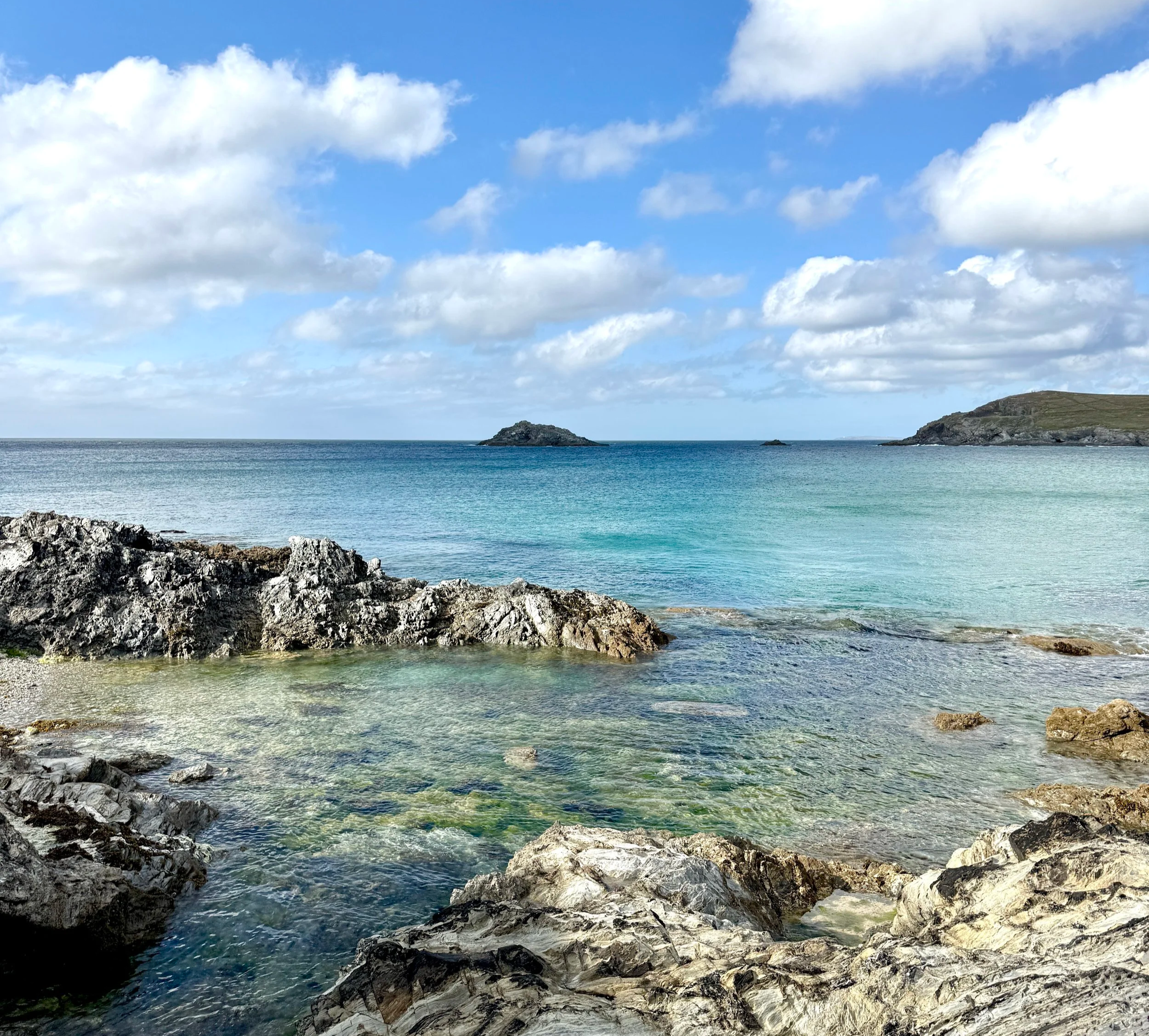 View of the ocean at Crantock looking over towards Pentire, Newquay