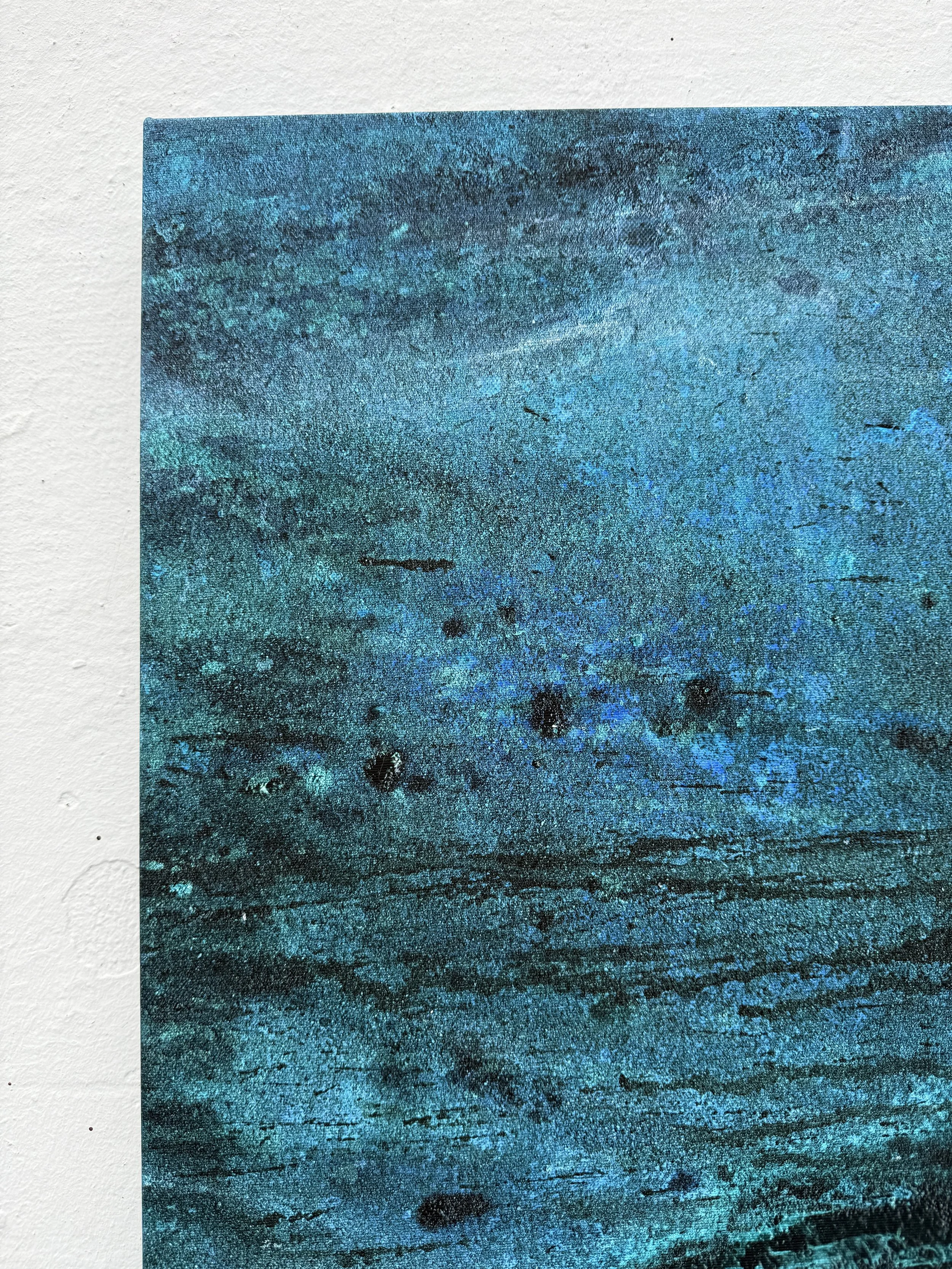 Close-up of the layered printed texture on the Underwater Dreaming canvas