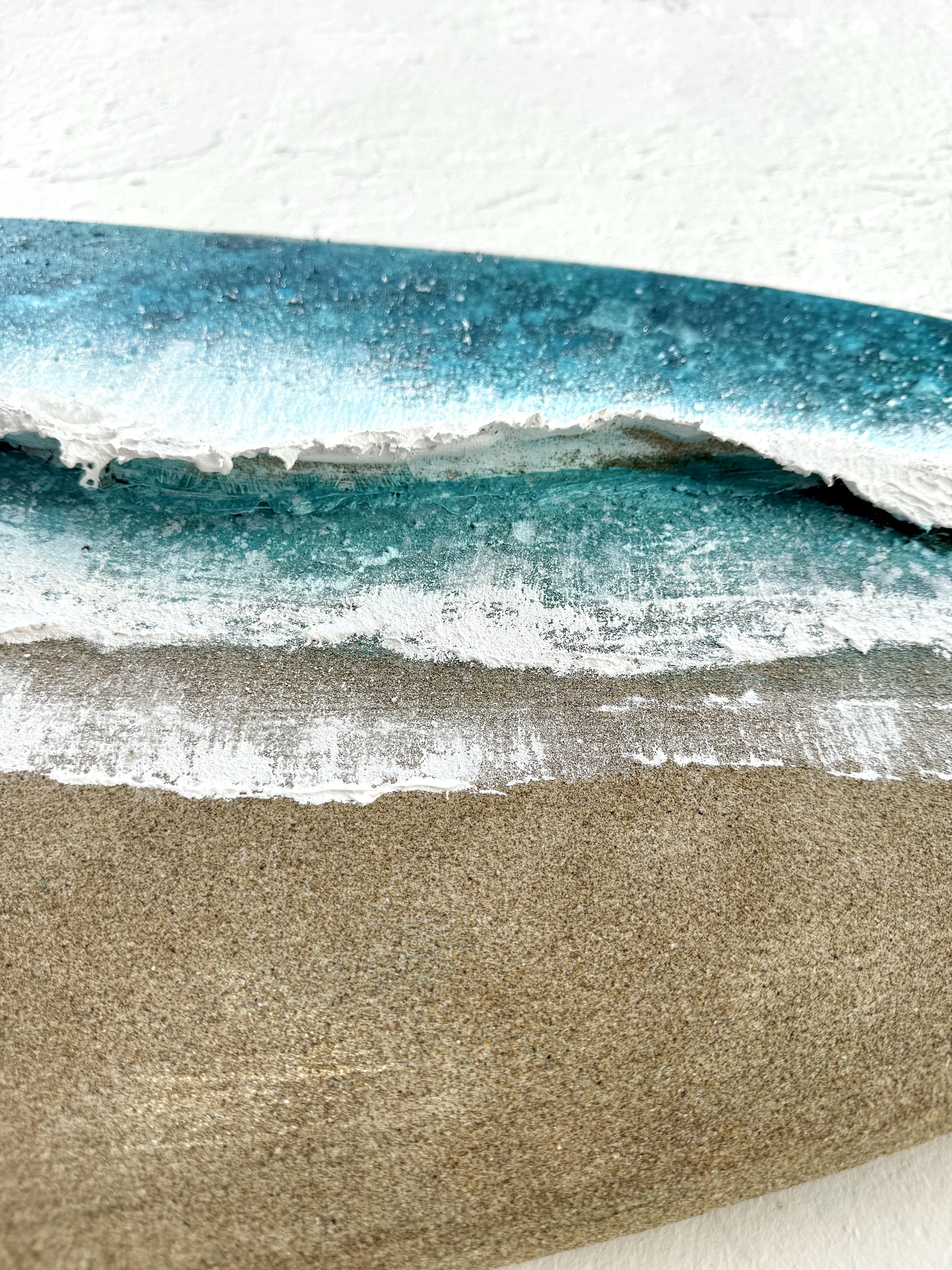 Fistral Surf surfboard painting showing 3d texture of the wave
