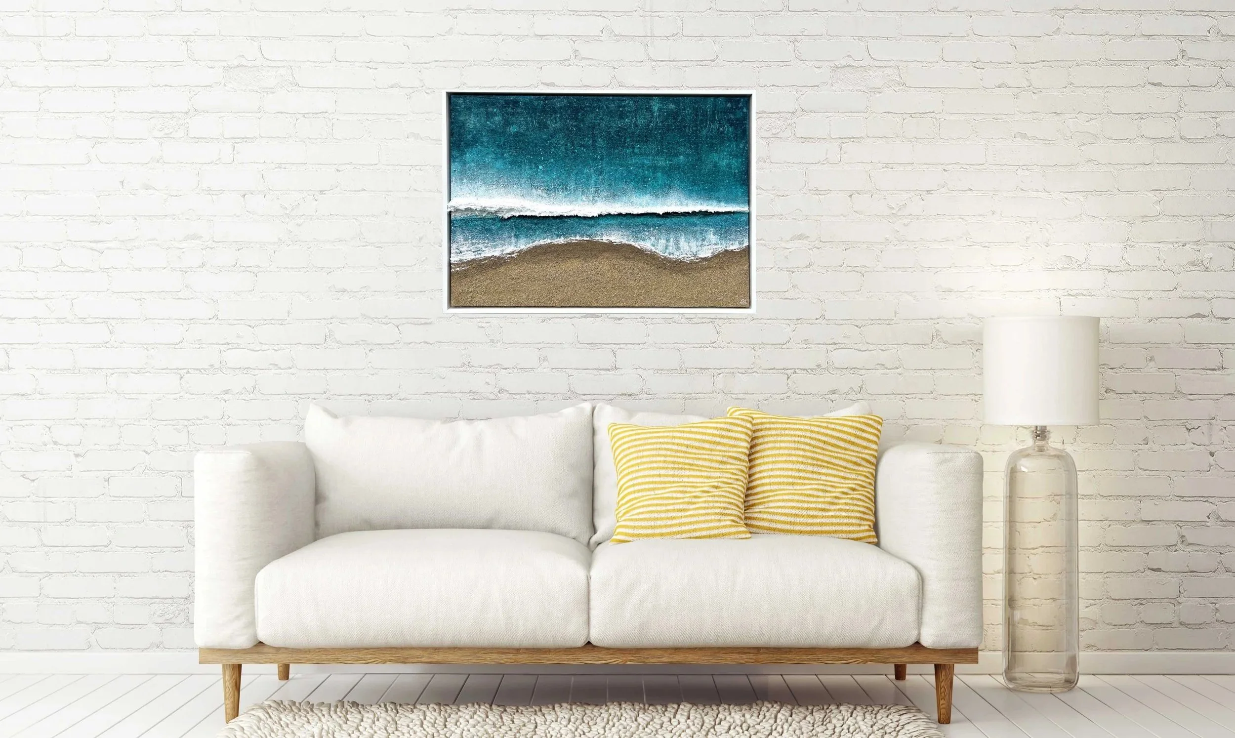 Textured painting of Carbis Bay in St ives, Cornwall