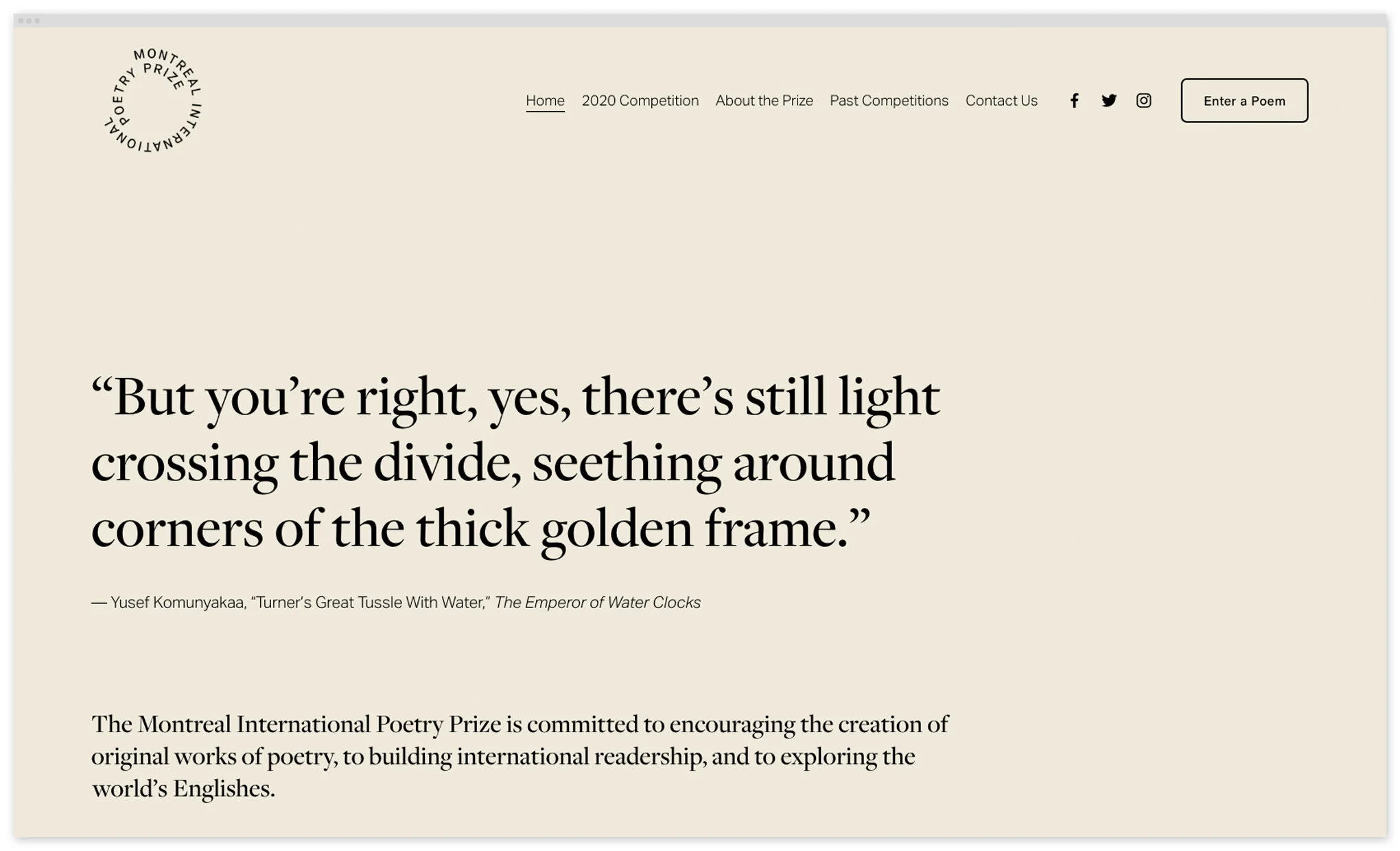 Montreal International Poetry Prize Website