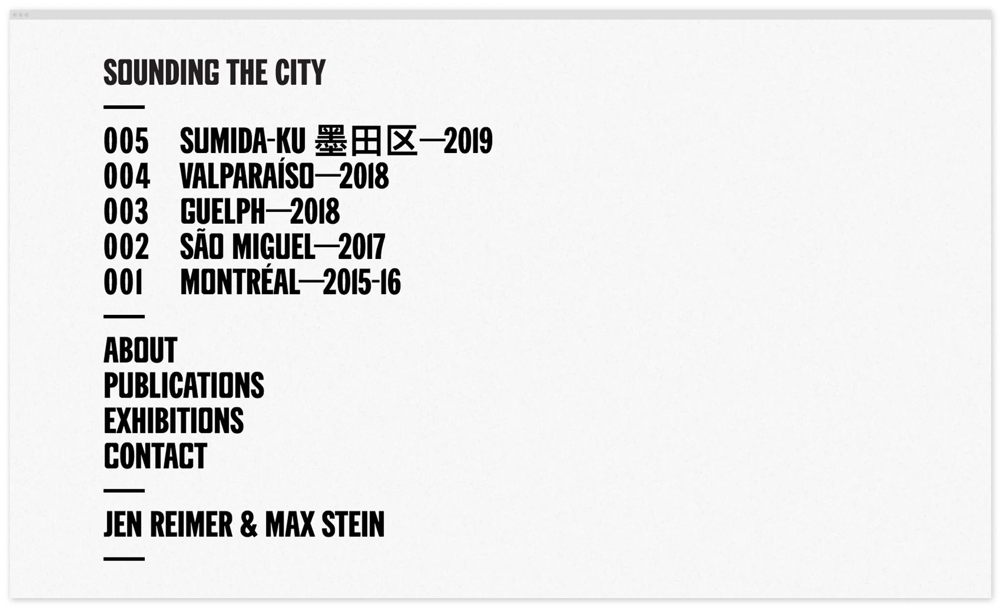 Sounding the City Website