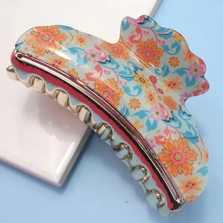 BLUE FLORAL FLOWER COTTAGECORE CLAW CLIP