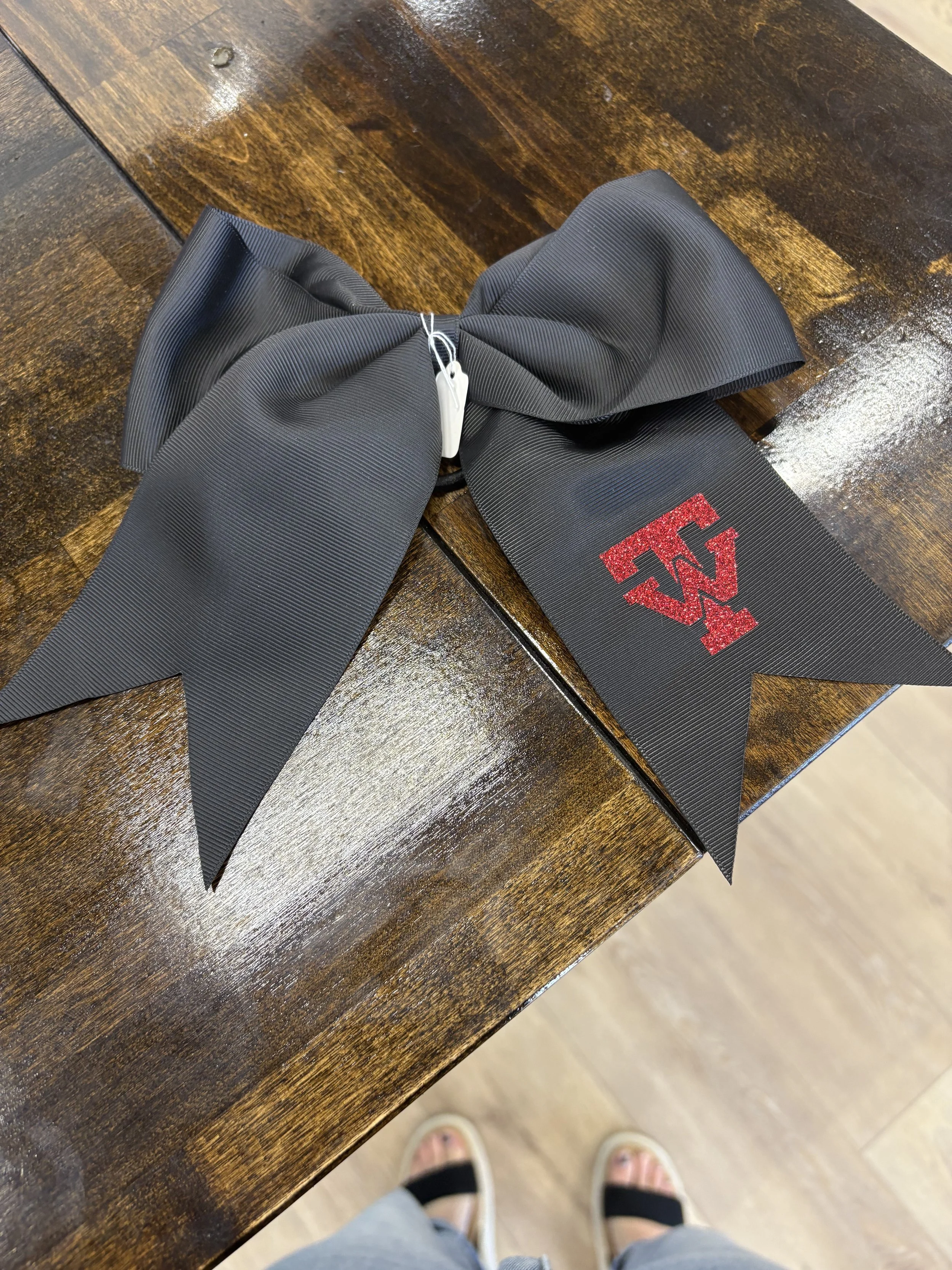 WT GLITTER CHEER BOW - BLACK