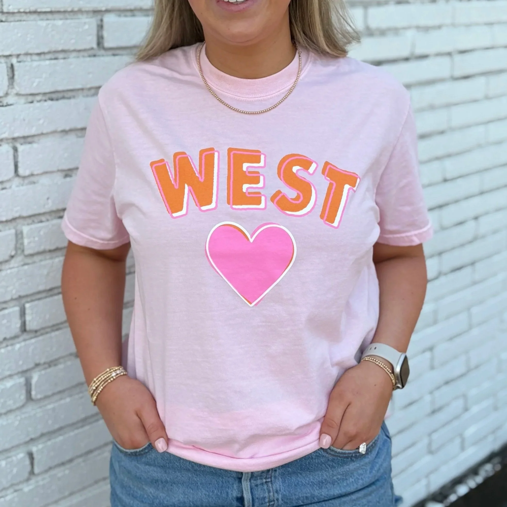 WEST PINK HEART T-SHIRT