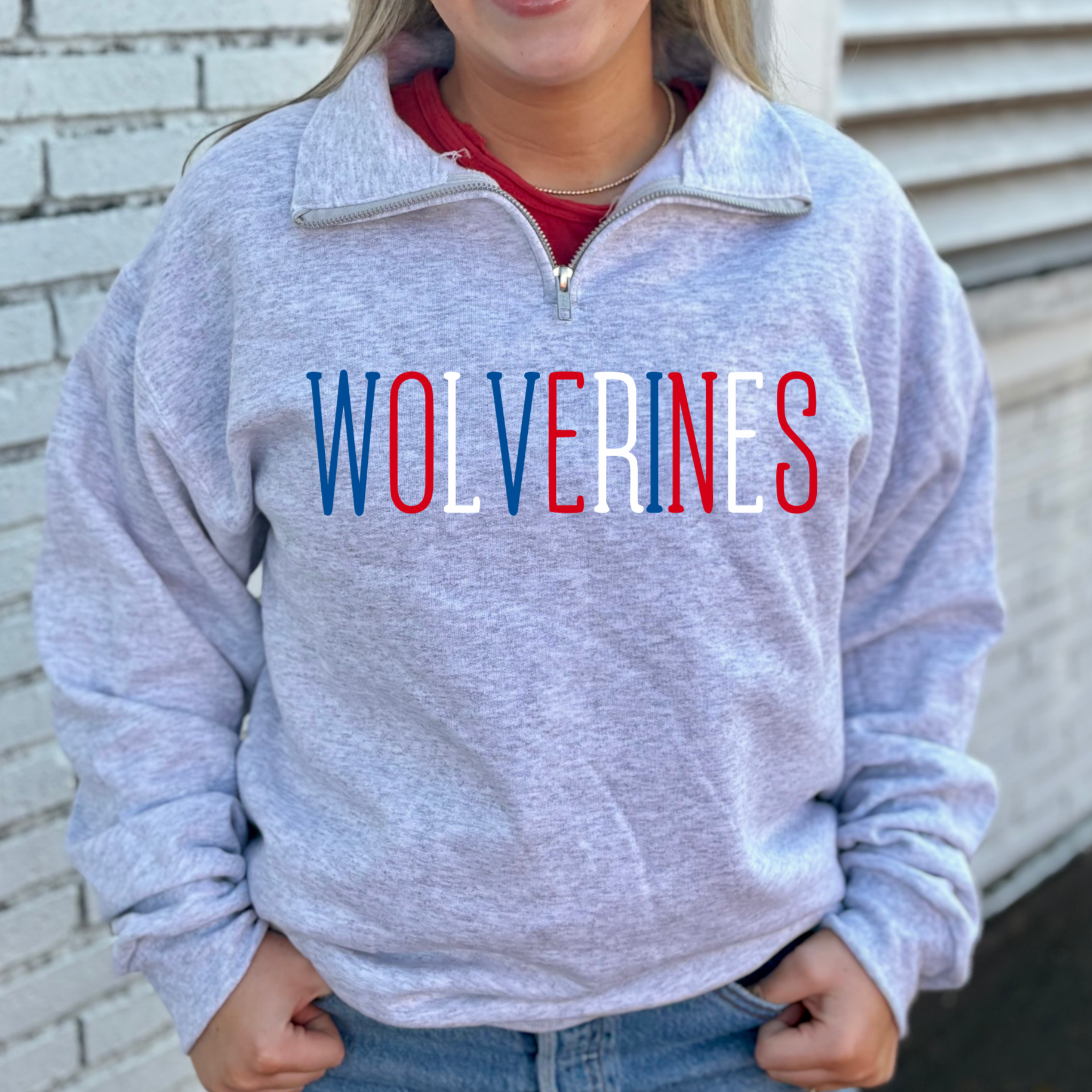 WOLVERINES MULTI COLOR QUARTER ZIP