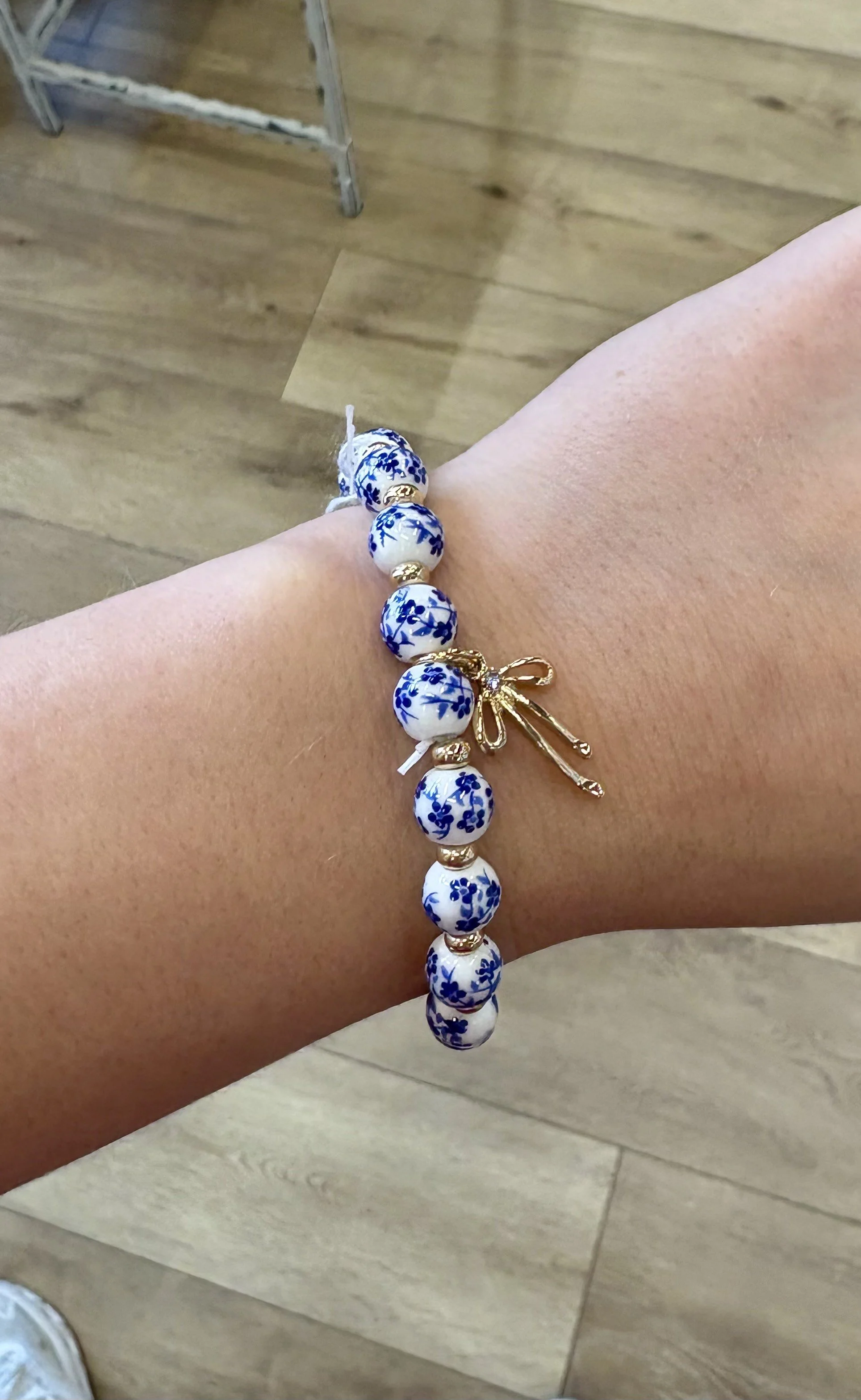 BLUE BOW FLORAL BRACELET