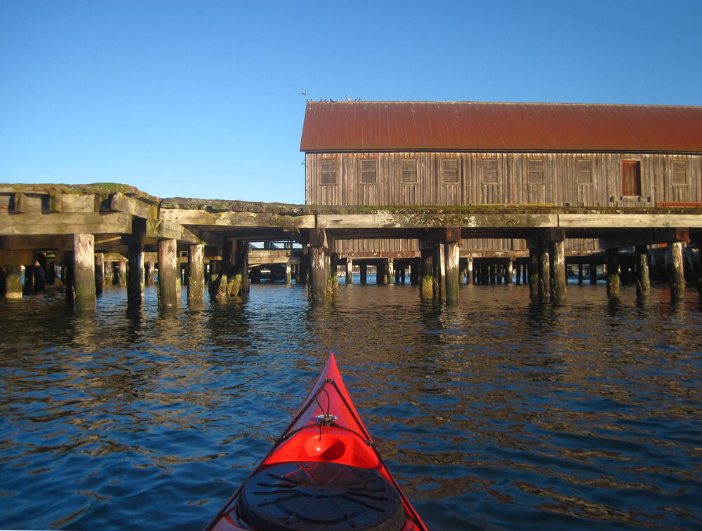 Return to Semiahoo Spit. Old buildings on rotting pilings are a hallmark of the Pacific Northwest.