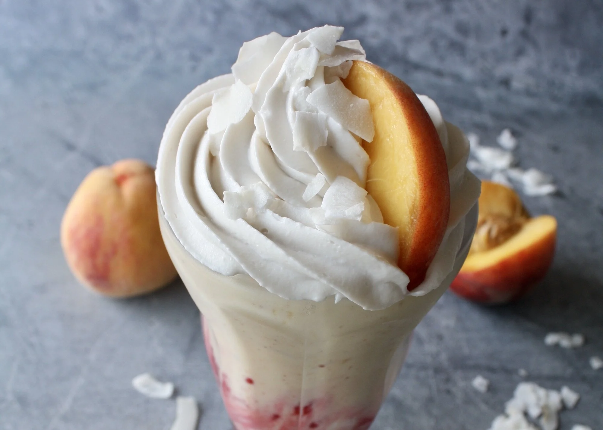Peach Milkshake with Raspberry Puree