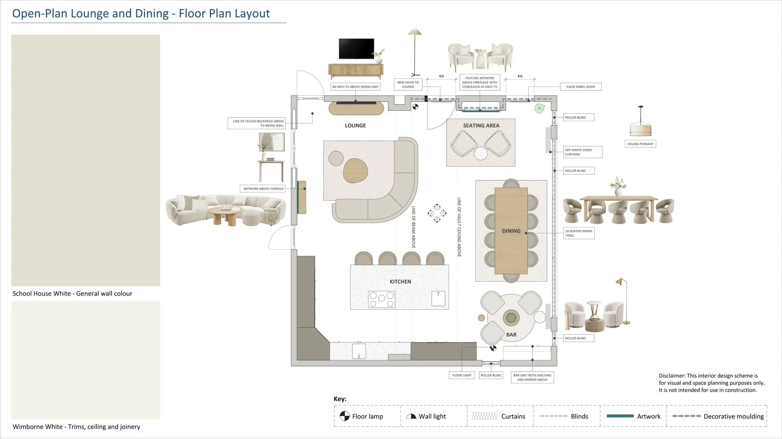 Warm Neutral Open-Plan Living layout