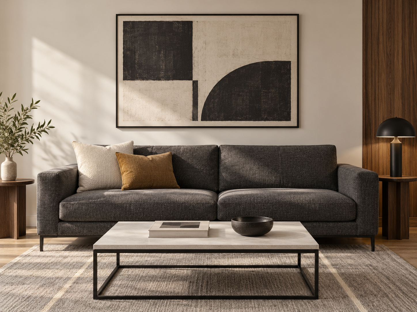 Charcoal sofa in a walnut-panelled room-2.png